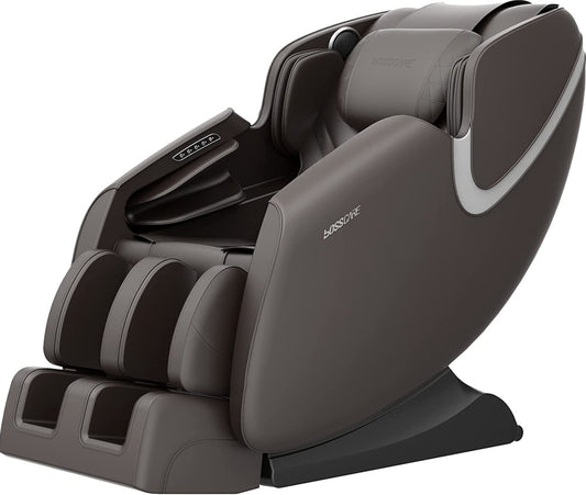 [SantaChoice] BOSSCARE Massage Chair Recliner with Zero Gravity, Full Body Airbag Massage Chair with Bluetooth Speaker, Foot Roller Brown