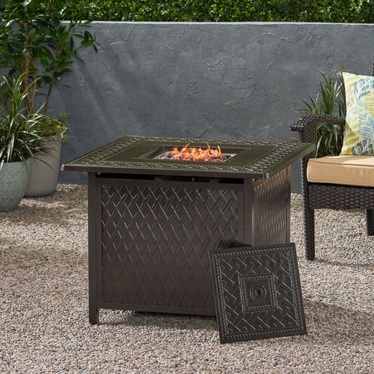 32" Outdoor Square Aluminum Propane Fire Pit - 37,000 BTU