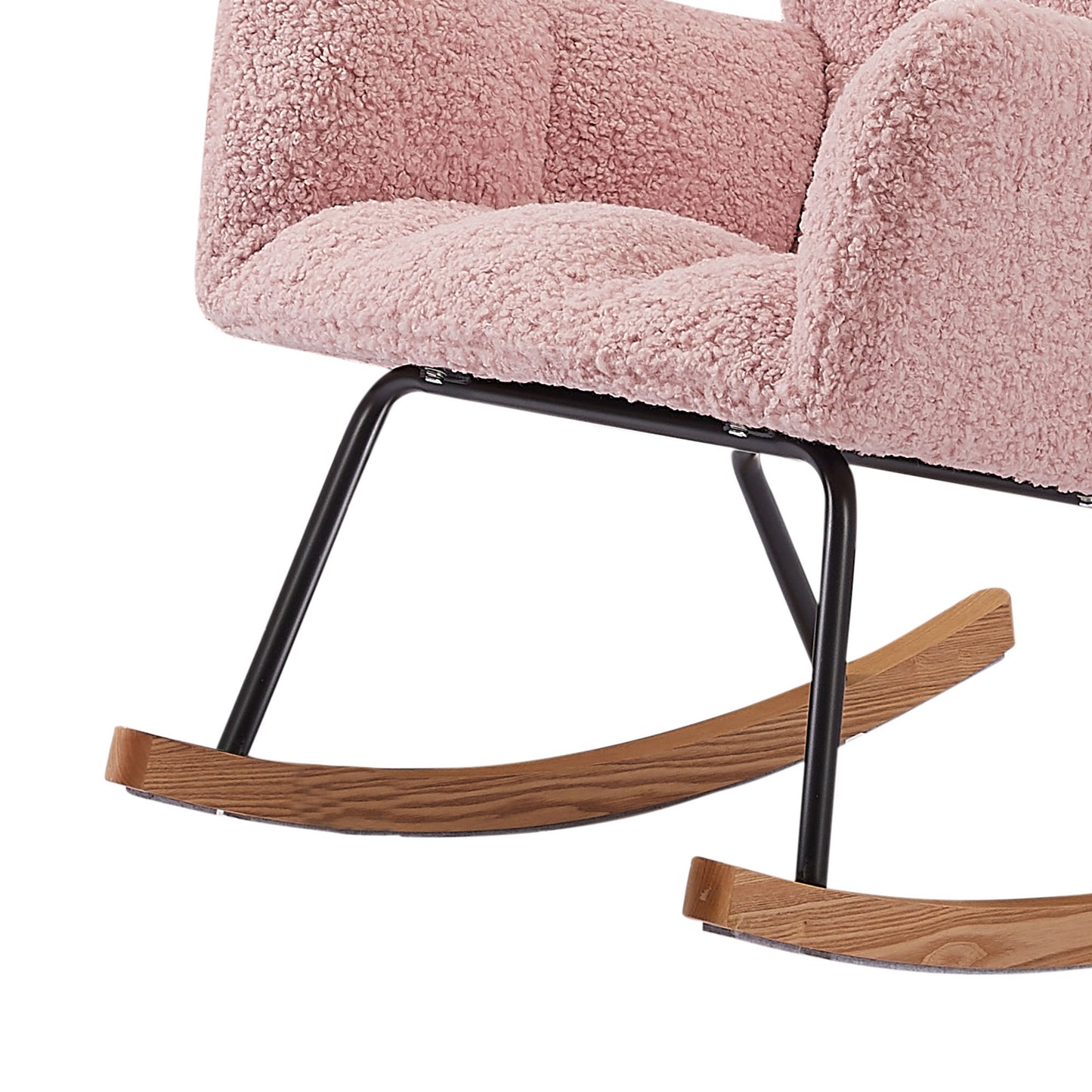 [SantaChoice] Rocking Chair, Leisure Sofa Glider Chair, Comfy Upholstered Lounge Chair with High Backrest, for Nursing Baby, Reading, Napping PINK