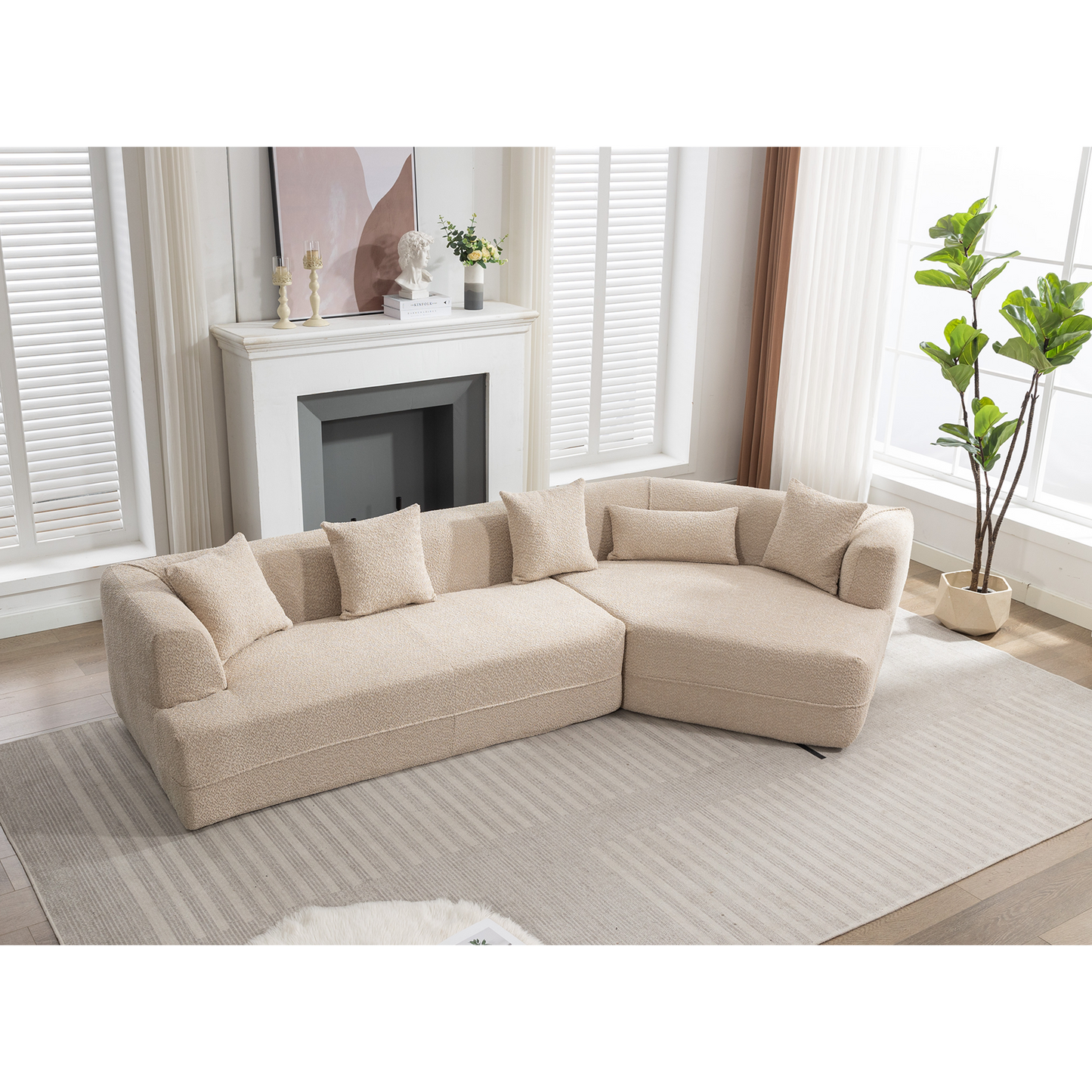 Modular sofa, modern minimalist style sofa,  upholstered ,  free combination, round fiber fabric, anti-wrinkle fabric,Dimension extension,Brown