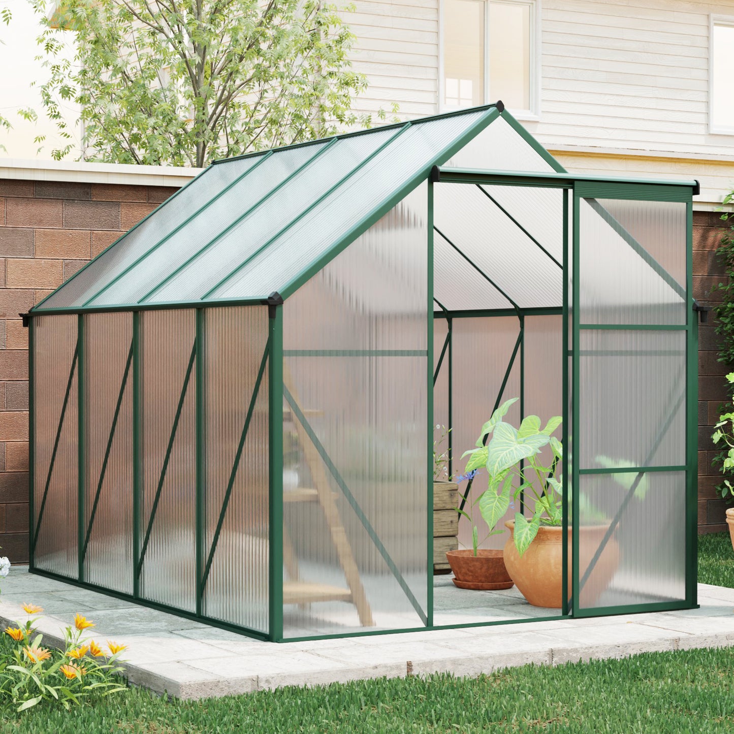 Green-6 x 8 FT Outdoor Patio Greenhouse