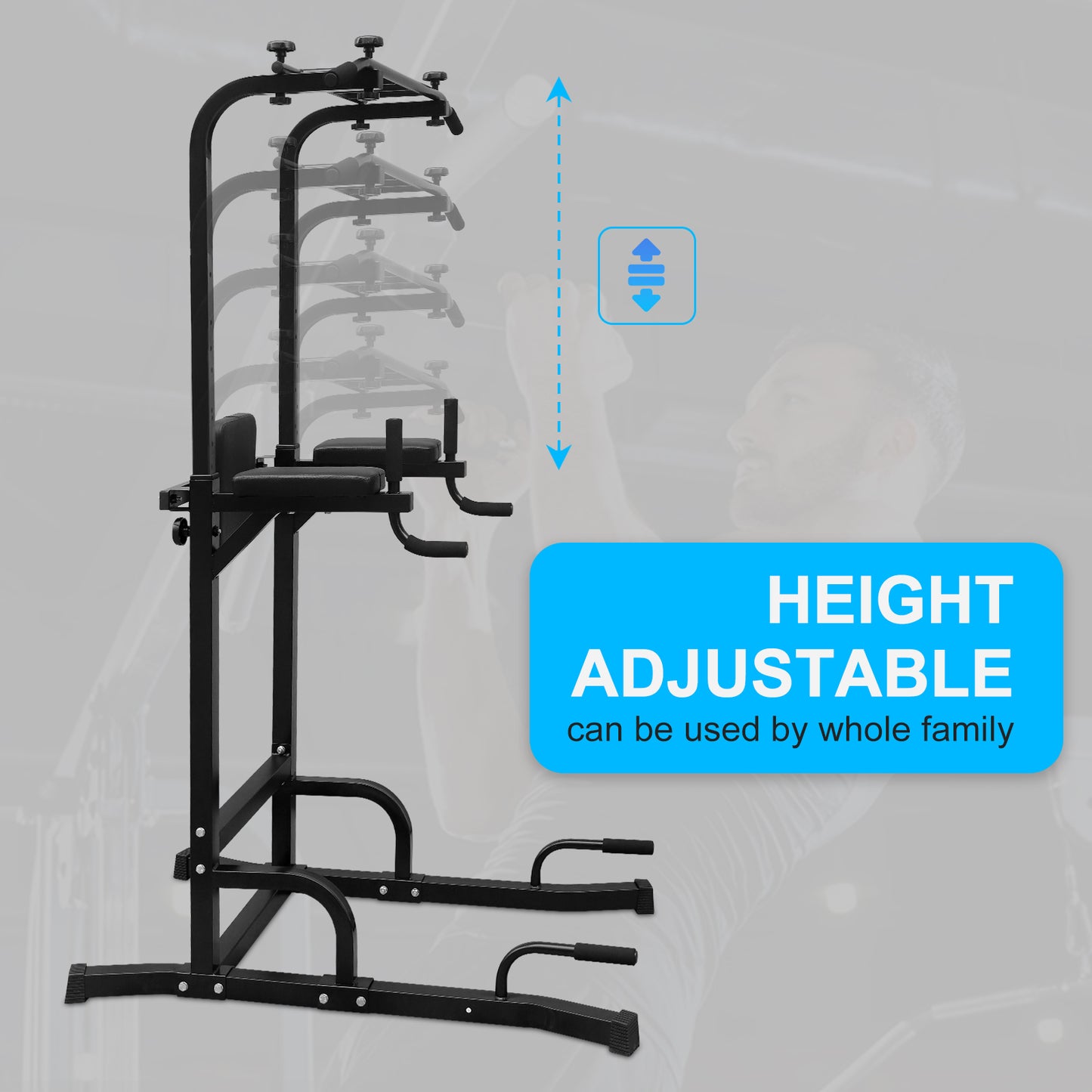 Power Tower Pull Up Bar Workout Dip station for Strength Training, Suitable for Home Gym Fitness