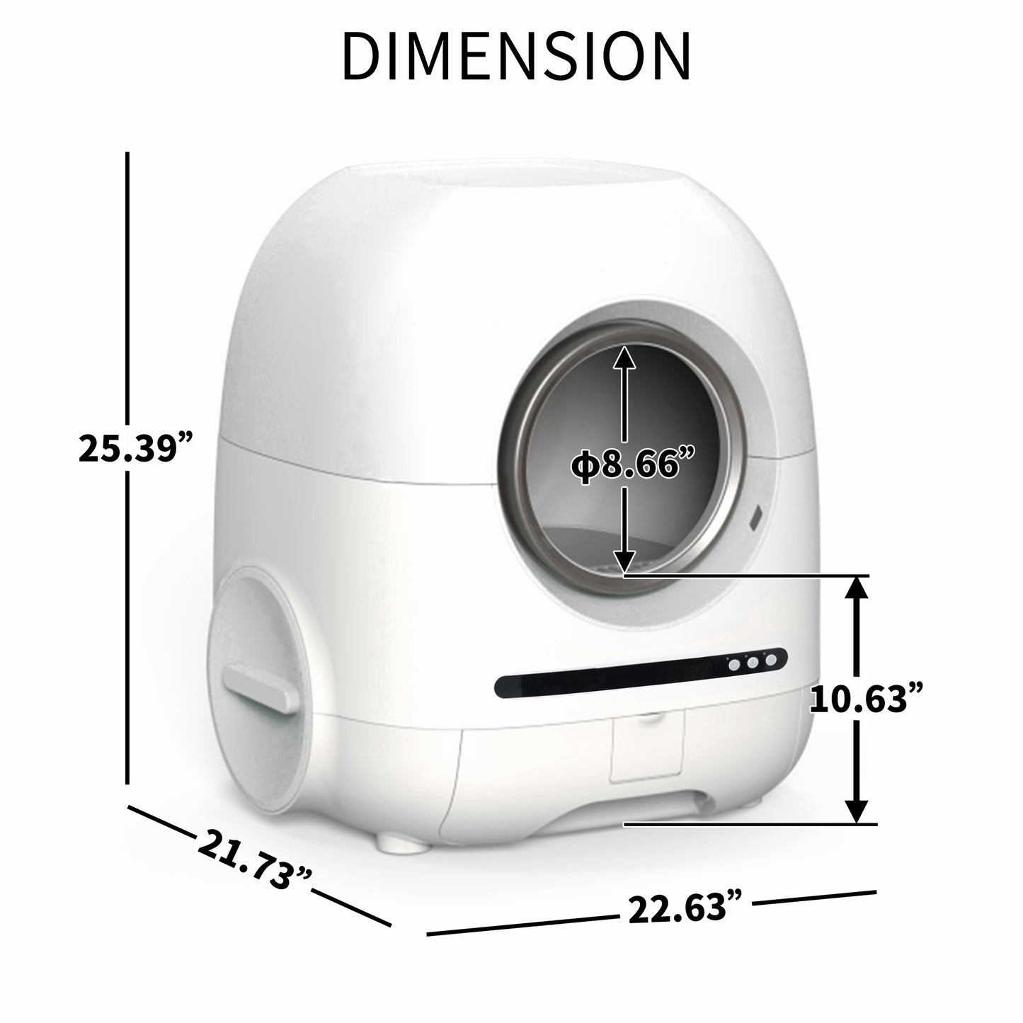 Self-cleaning cat litter box, 68L+9L, suitable for a variety of cat litter, APP control, real-time video, photo and video, safe and reliable, ionic deodorization, with exhaust hose, support WiFi