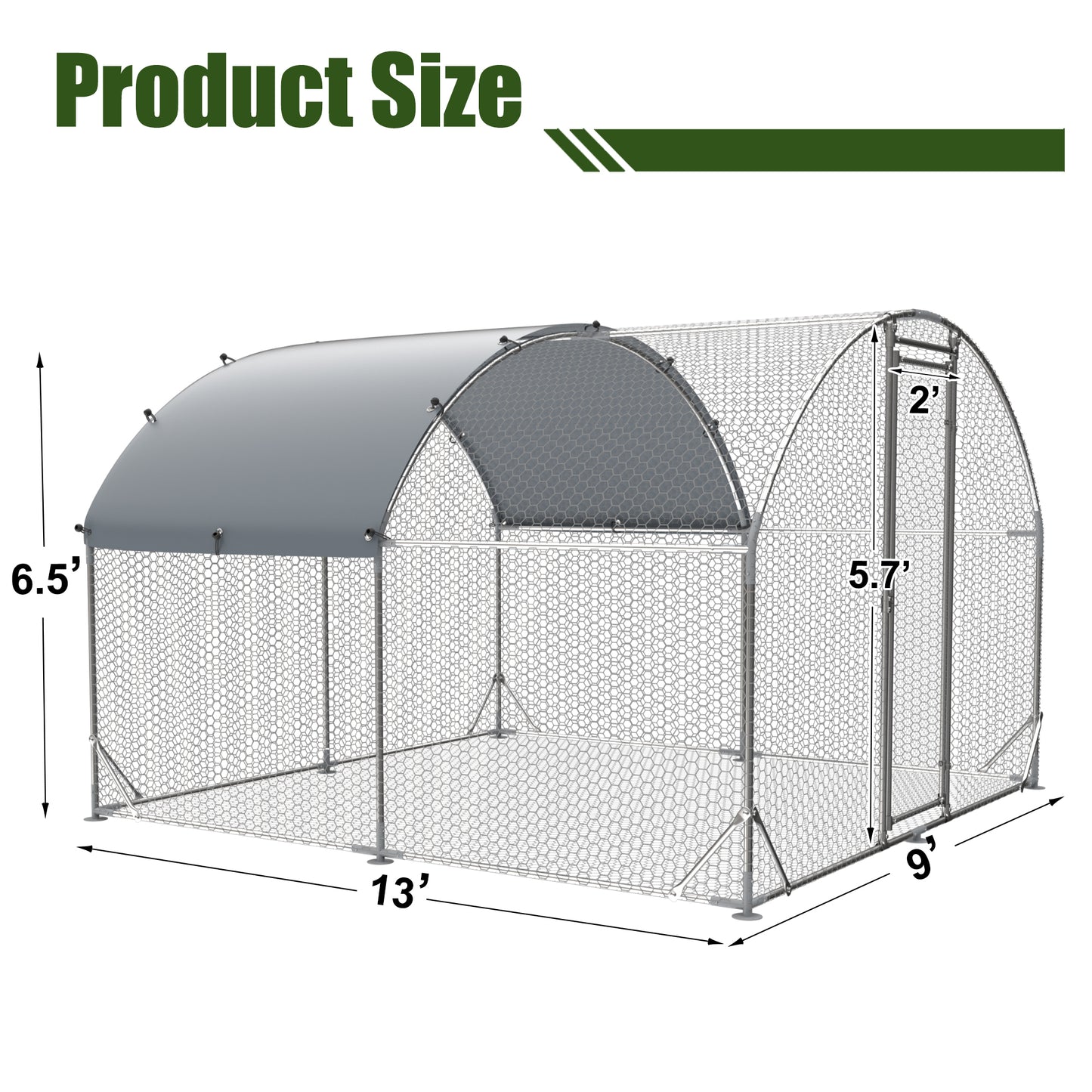 Large metal chicken coop upgrade three support steel wire impregnated plastic net cage, Oxford cloth silver plated waterproof UV protection, duck rabbit sheep bird outdoor house 9.2'W x 12.5'L x 6.5'H