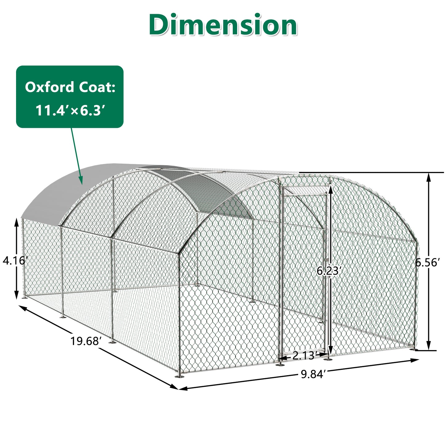 Large Chicken Coop Metal Chicken Run with Waterproof and Anti-UV Cover, Dome Shaped Walk-in Fence Cage Hen House for Outdoor and Yard Farm Use, 1" Tube Diameter, 9.84' x 19.68' x 6.56'