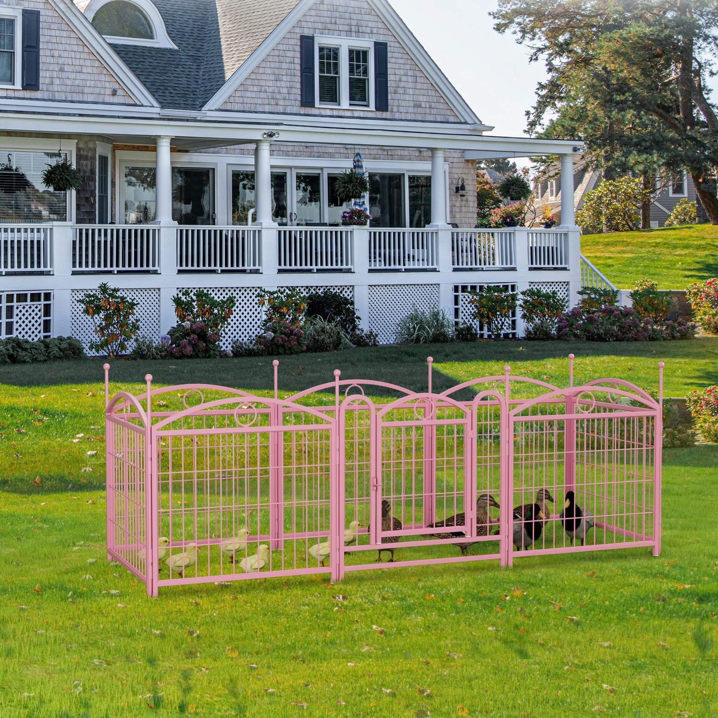 Dog Playpen Indoor 24 inch 8 Panels Metal Dog Pen Pet Dog Fence Outdoor Exercise Pen with Doors, Heavy Duty Dog Fence Puppy Pen for Large Medium Small Dogs Indoor Outdoor Foldable Pet Exercise Pen