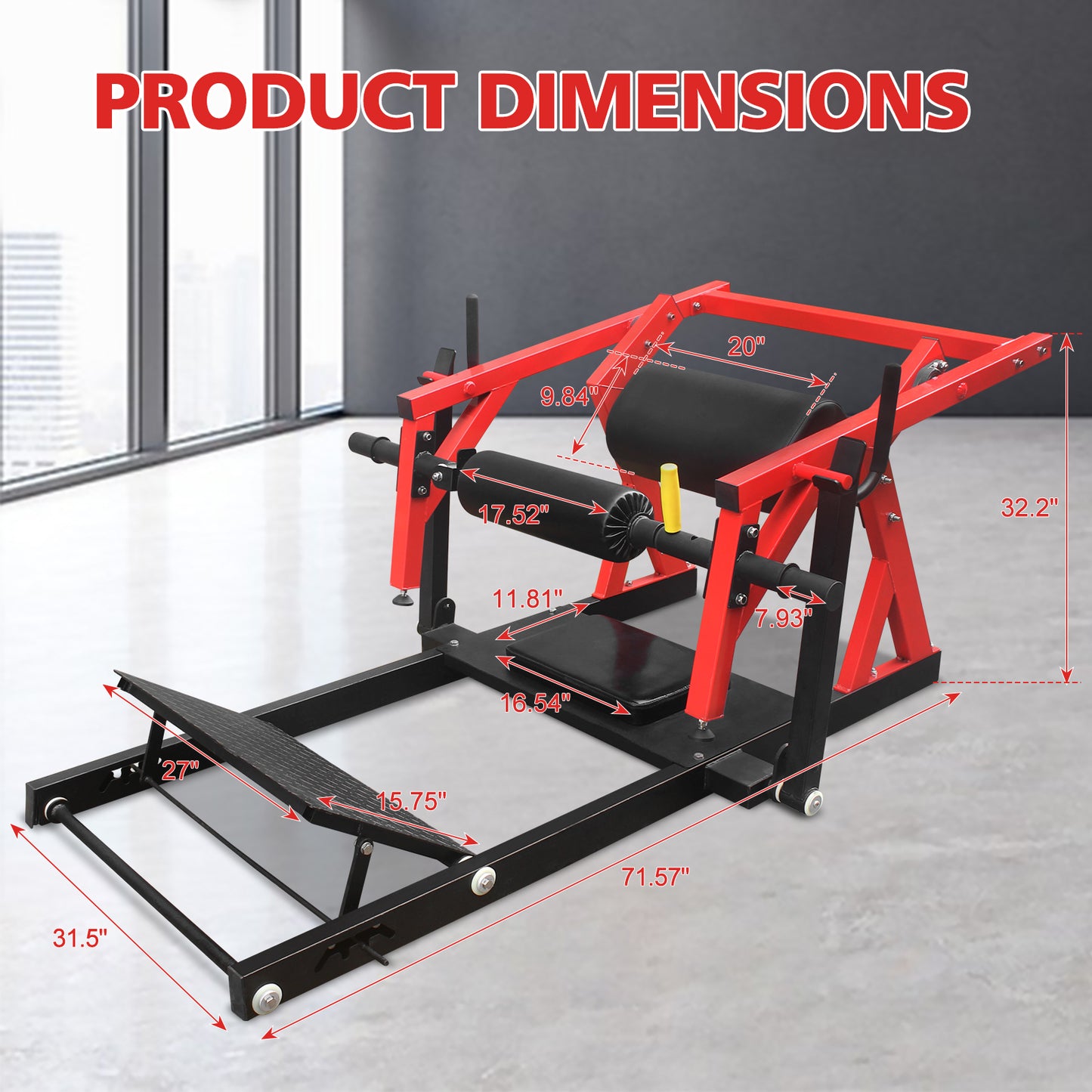 Hip Thrust Machine, Bridge Machine with Weight Holder, Heavy Duty Butt Exercise Equipment for Glute Muscles Building and Butt Shaping, Red