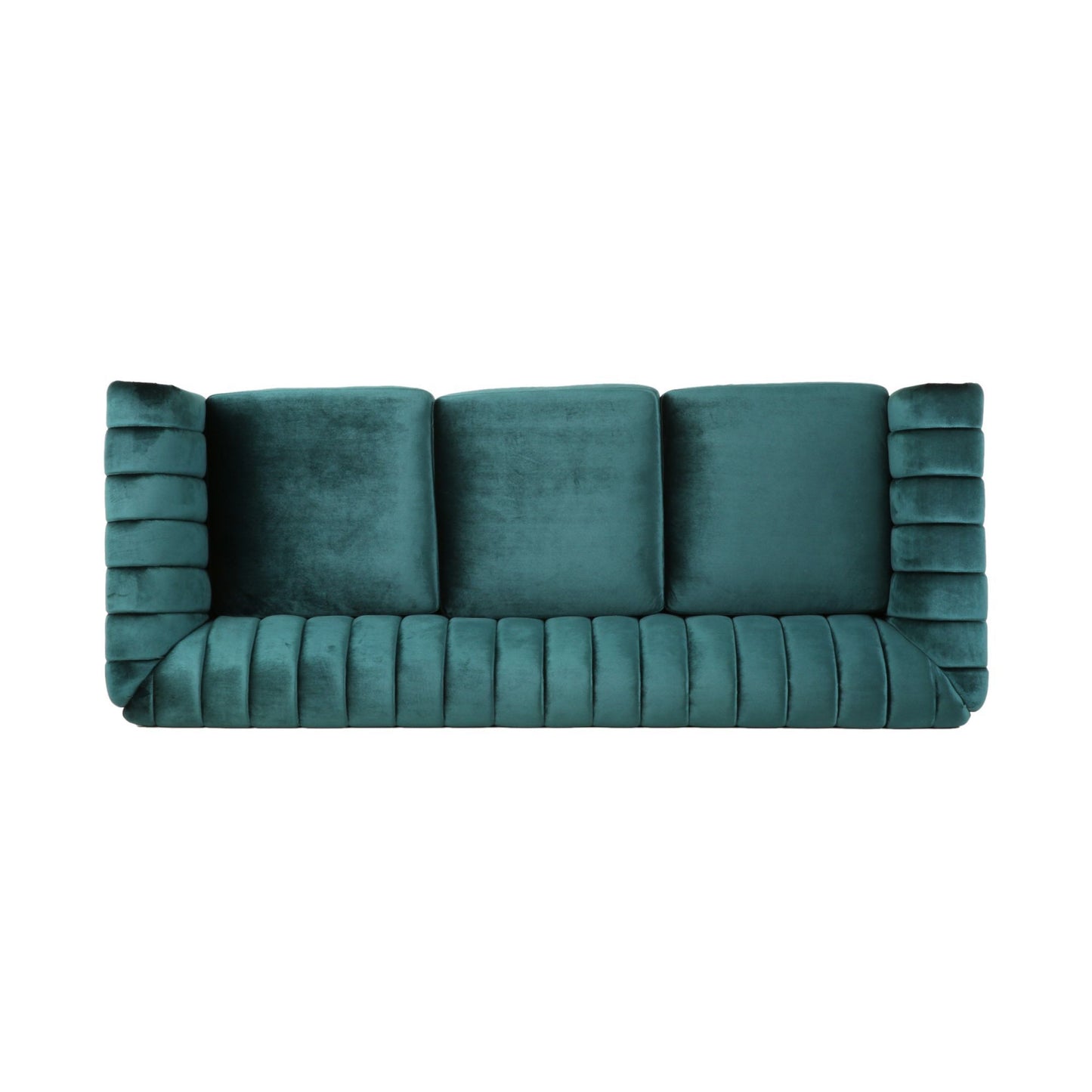 84-Inch Teal 3-Seater Velvet Sofa – Button Tufted with Nailhead Trim, Curved Backrest, and Rolled Arms, Stylish and Elegant Couch for Modern Living Rooms, Durable Upholstery, Luxury Design