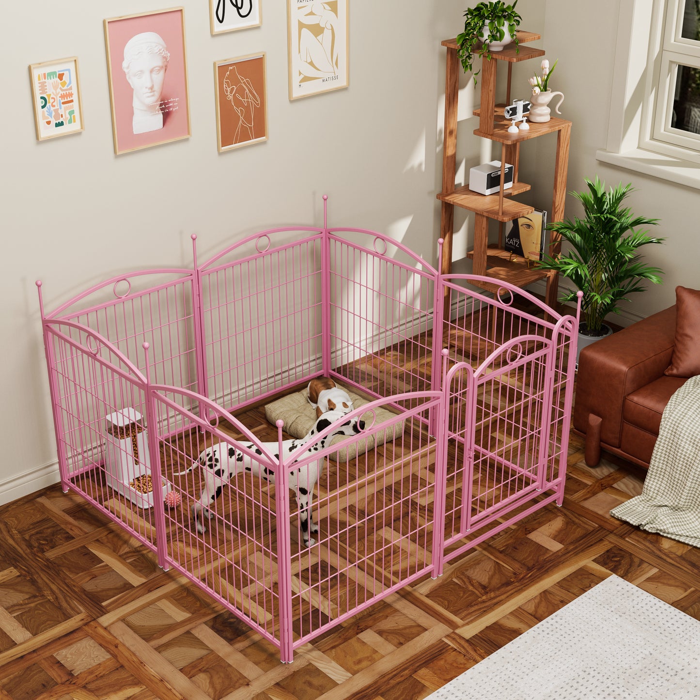 Dog Playpen Indoor 32 inch 8 Panels Metal Dog Pen Pet Dog Fence Outdoor Exercise Pen with Doors, Heavy Duty Dog Fence Puppy Pen for Large Medium Small Dogs Indoor Outdoor Foldable Pet Exercise Pen