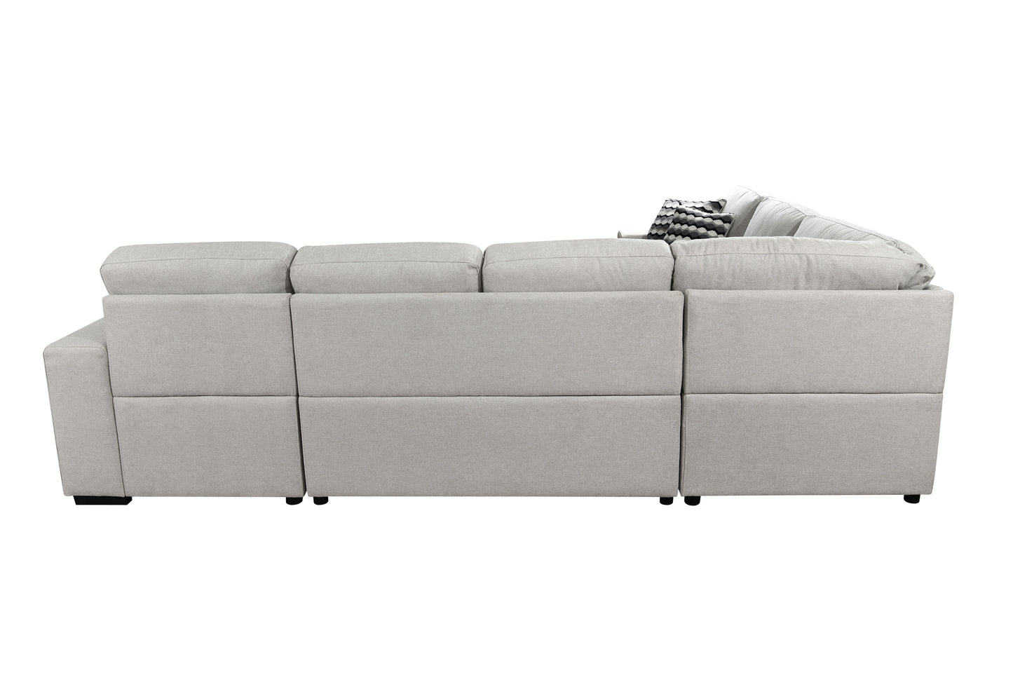 125'' Modern U Shaped 7 Seat Sectional Sofa Couch with Cabinet,Sofa Bed with Storage Chaise-Pull Out Couch Bed for Living Room,Beige