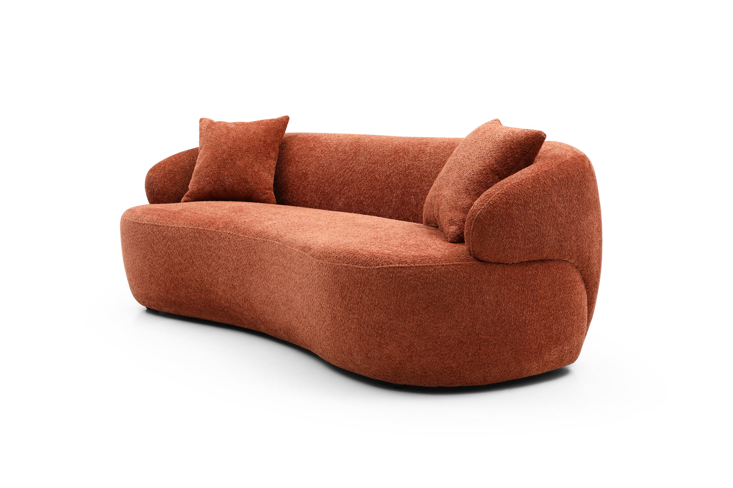 [SantaChoice] ORANGE Mid Century Modern Curved Sofa, 3 Seat Cloud couch Boucle sofa Fabric Couch for Living Room, Bedroom, Office