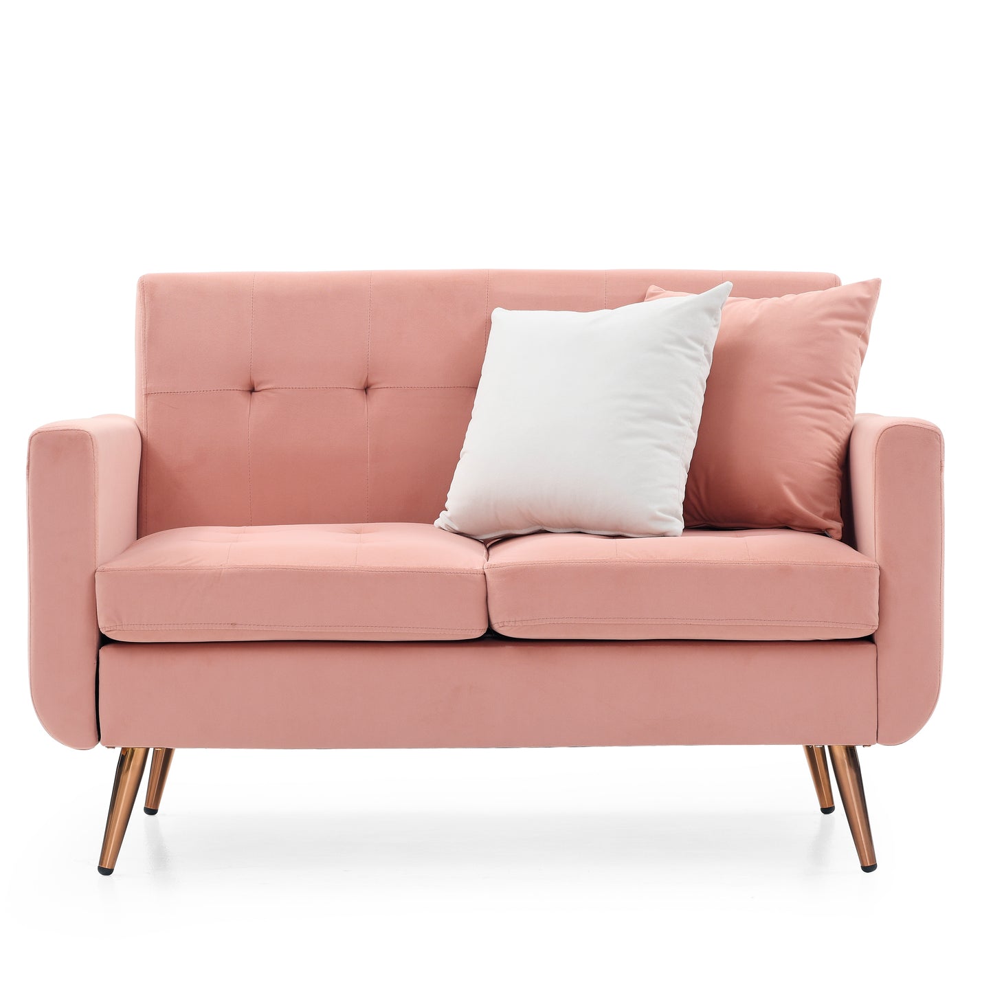 [SantaChoice] Loveseat Sofa, Mid Century Modern Decor Love Seat Couches for Living Room, Button Tufted Upholstered Small Couch for Bedroom, Solid and Easy to Install Love Seats Furniture,Pink