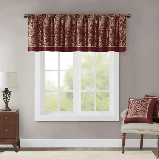 Jacquard Window Valance Burgundy 50x18'