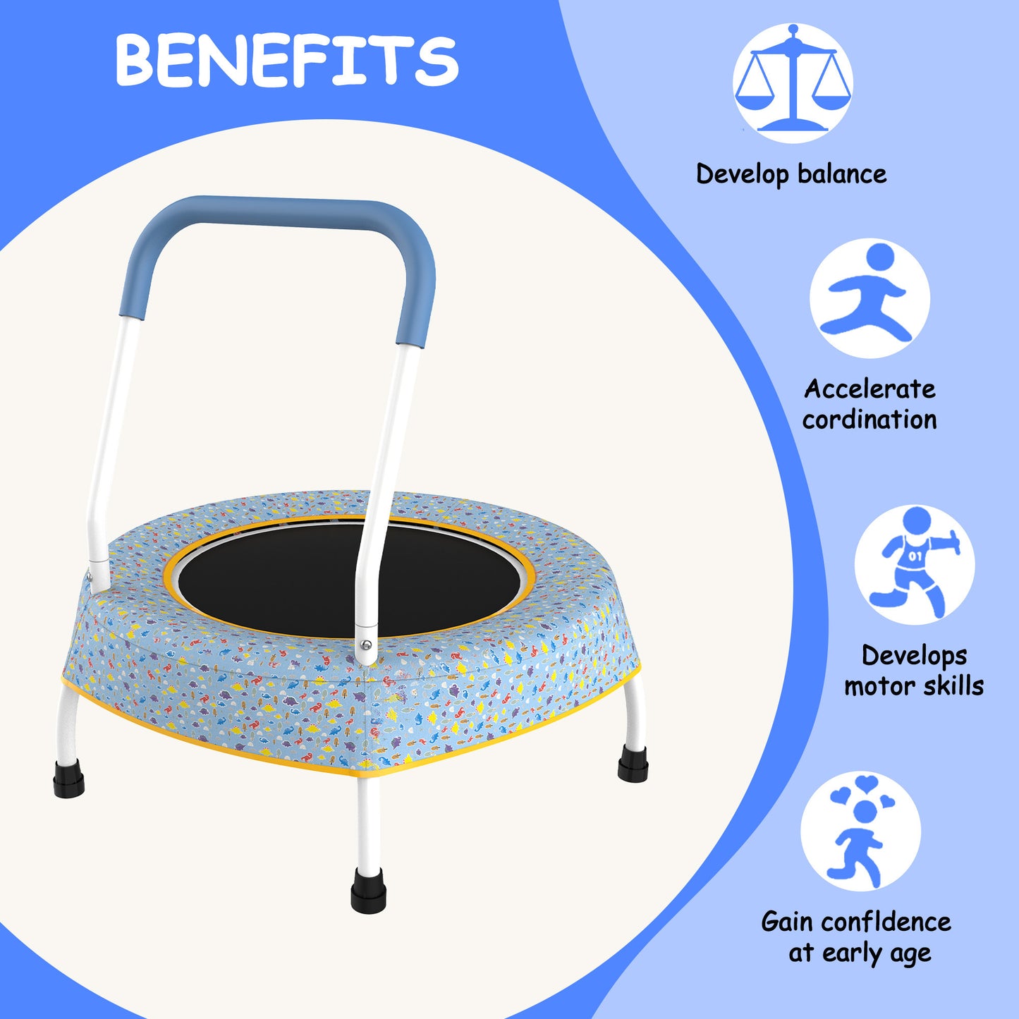 Toddler Trampoline for Kids 1 Year Plus with Handle, Baby Gifts for Boys and Girls, Indoor and Outdoor