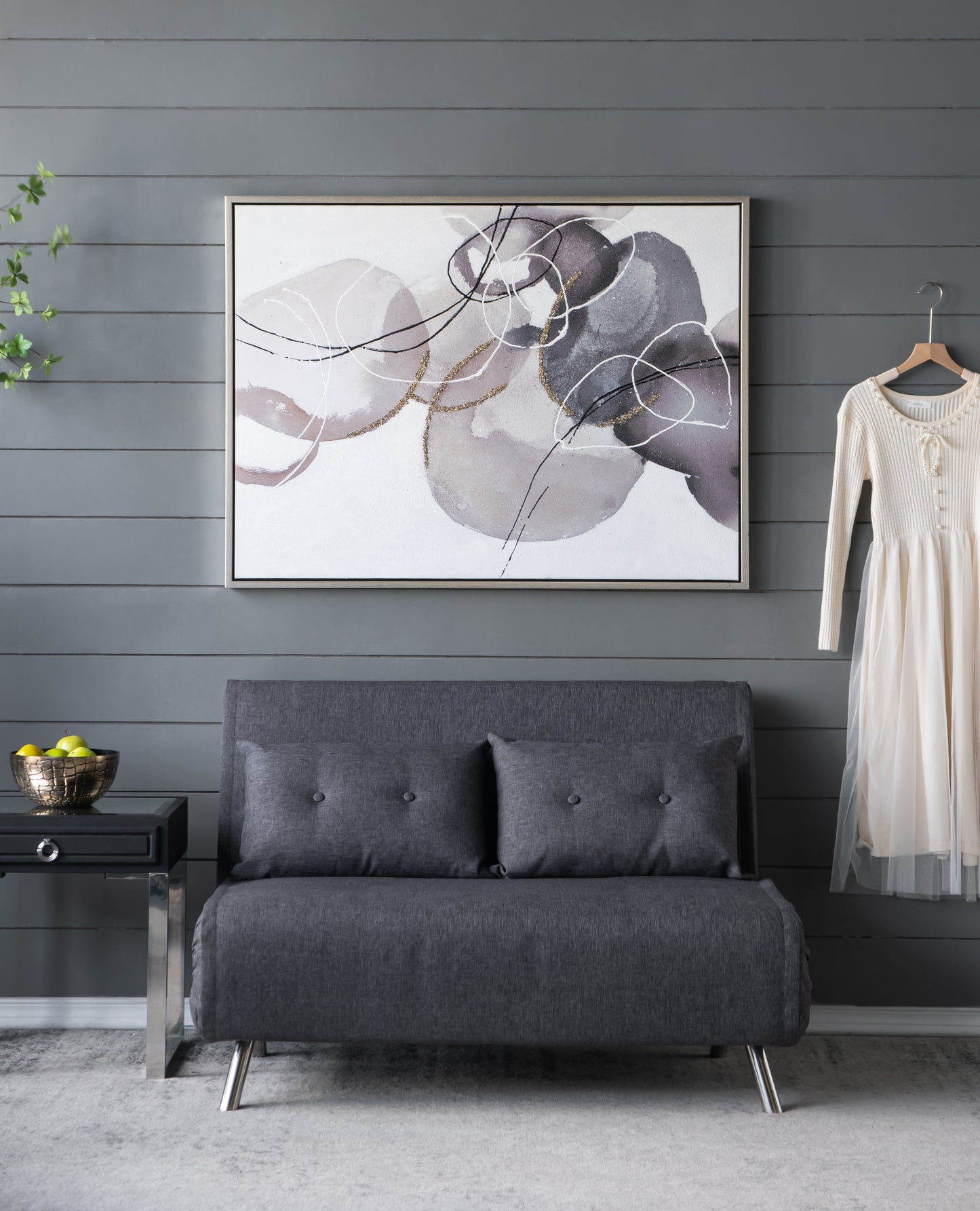 47' x 35.5' Large Modern Oil Painting, Hand Painted Abstract Gray Brown Watercolor Texture