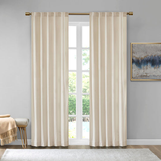 Room Darkening Metallic Printed Poly Velvet Rod Pocket/Back Tab Window Panel Pair Ivory 37x95'