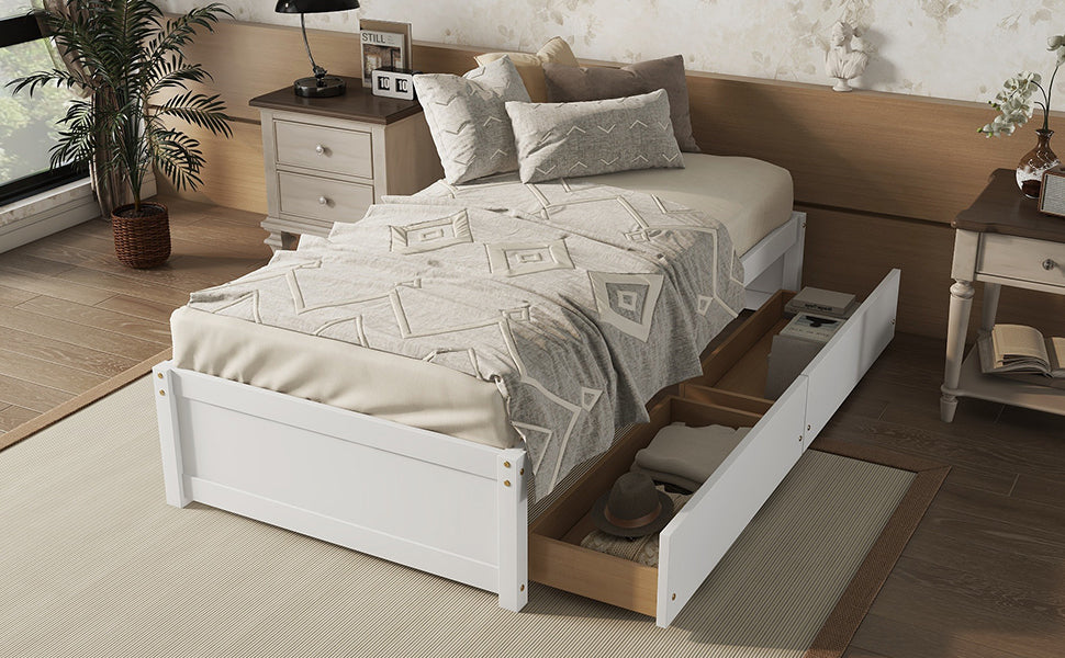 Twin Bed with 2 Drawers, Solid Wood, No Box Spring Needed ,(Old SKU:W50422209)