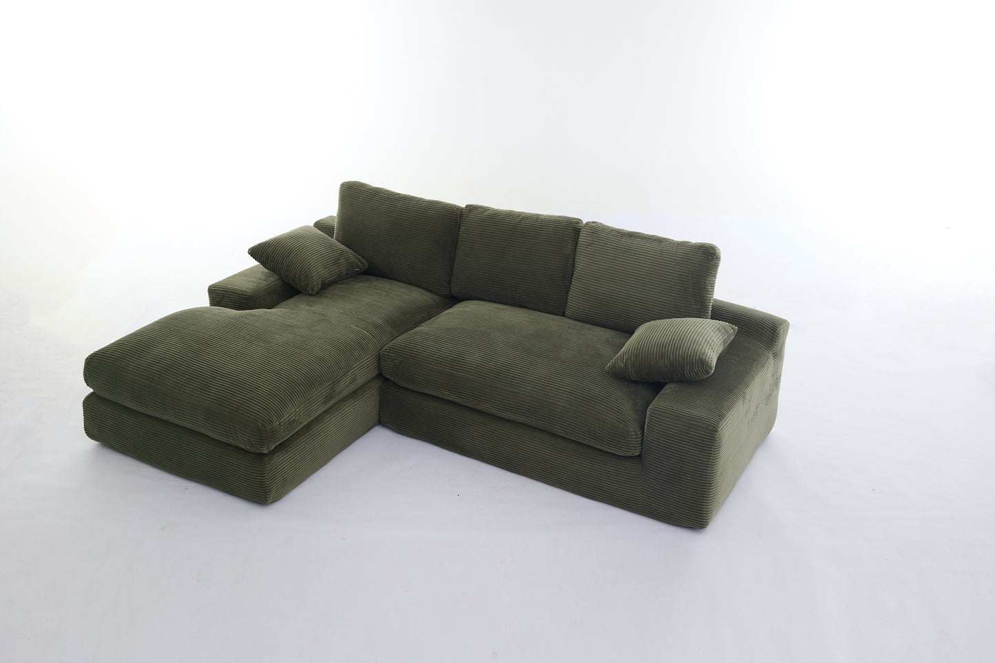 [SantaChoice] 99*69" Modular Sectional Living Room Sofa Set, Modern Minimalist Style Couch, Upholstered Sleeper Sofa for Living Room, Bedroom, 2 PC Free Combination, Installation-free Sofa, L-Shape, Army Green