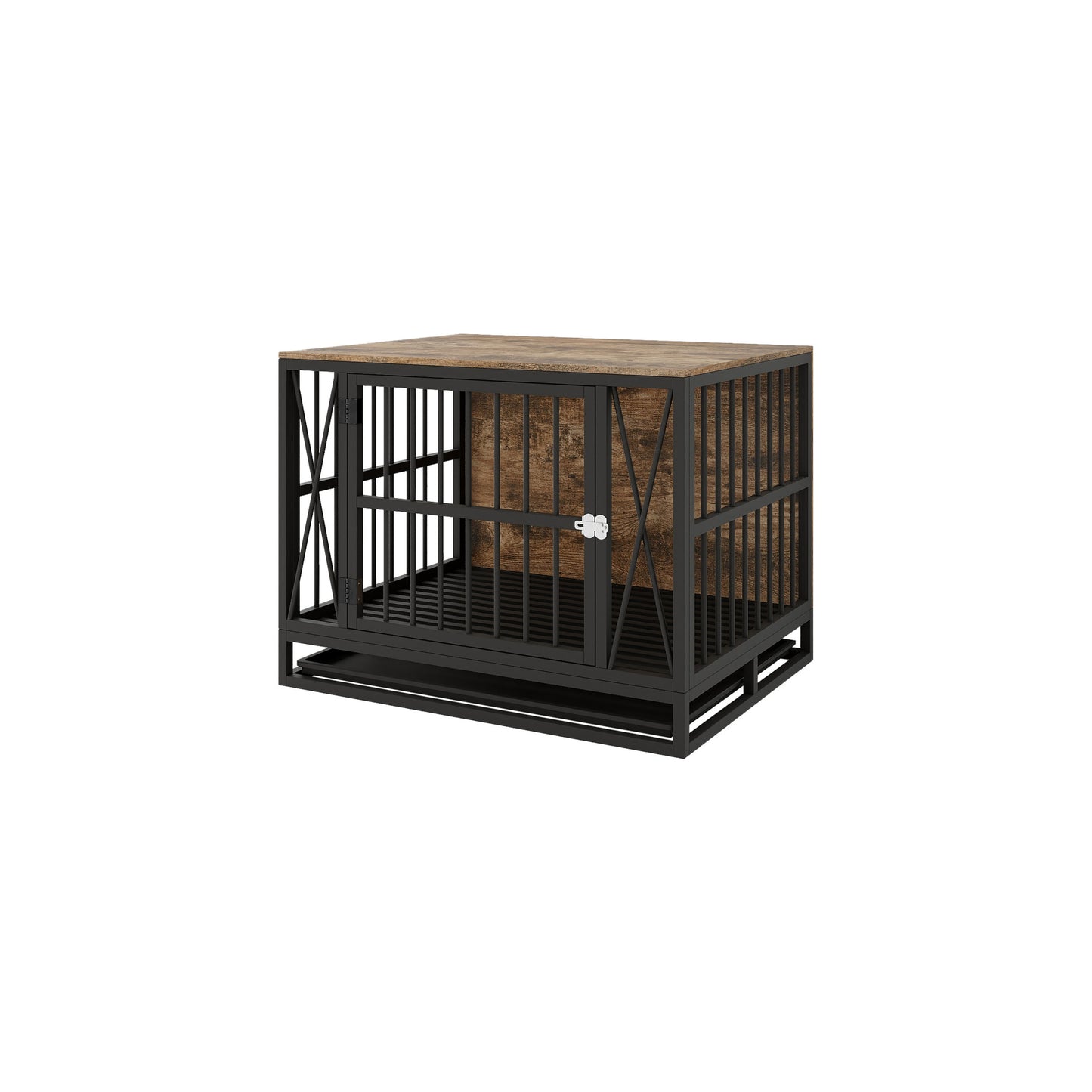 Dog Crate Furniture, 32.67 Inches Dog Kennel for Dogs up to 70 lb, with Removable Tray, Heavy-Duty Dog Cage End Table, Rustic Brown