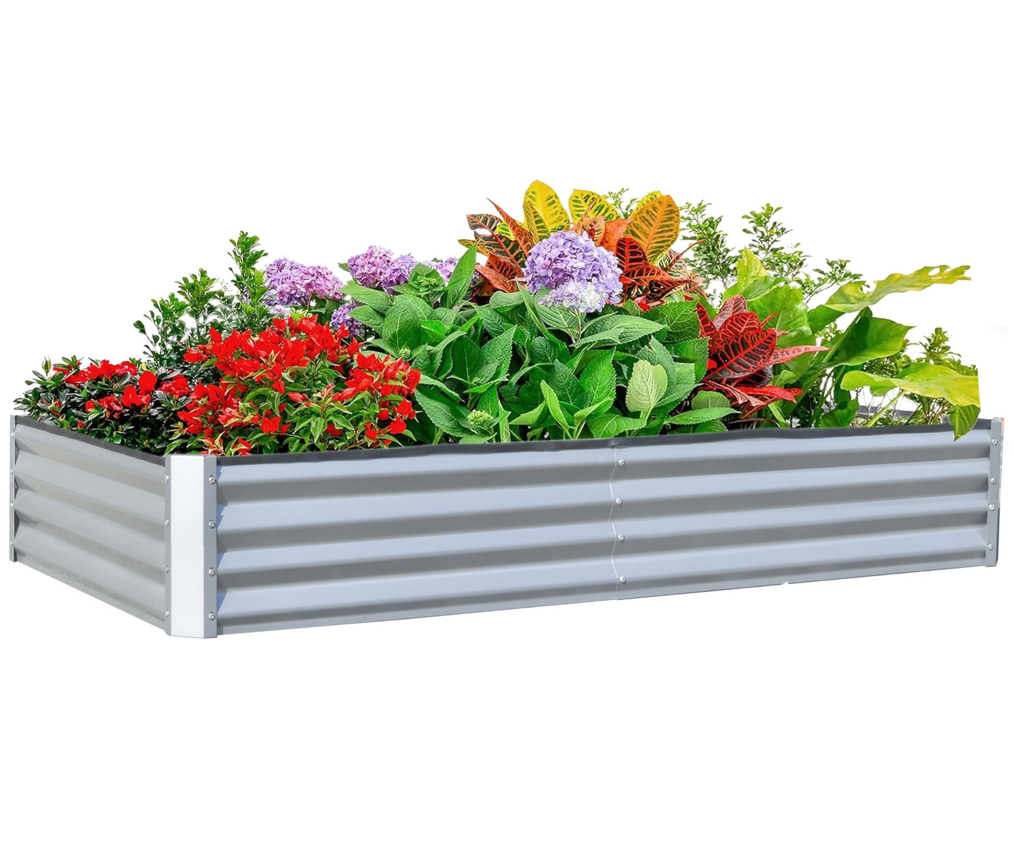 6x3x1ft Galvanized Raised Garden Bed, Outdoor Planter Garden Boxes Large Metal Planter Box for Gardening Vegetables Fruits Flowers, Silvery