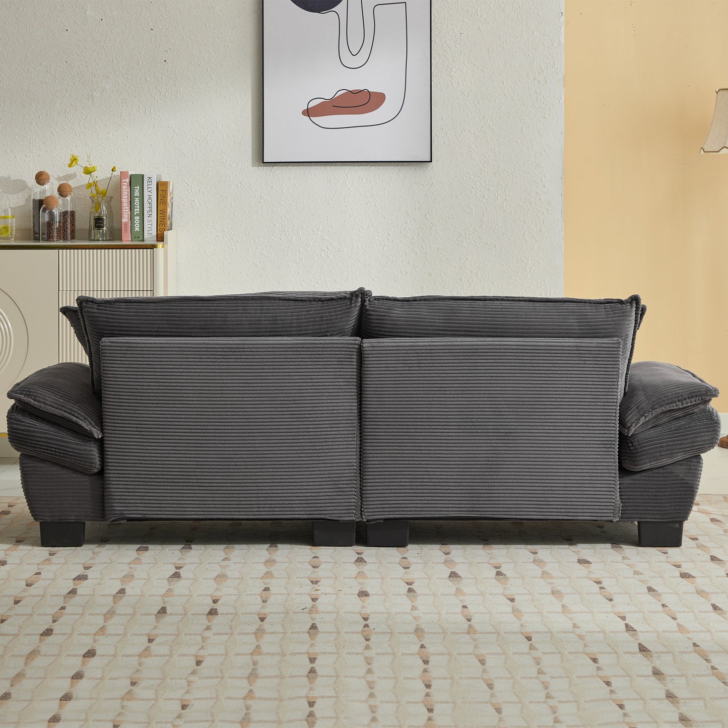 Corduroy Sofa Sleeper Couch Loveseat Sofa with Pillows Comfy Upholstered Deep Seat Sofa for Bedroom,Living Room,Apartment,Office,Dorm-Grey Corduroy