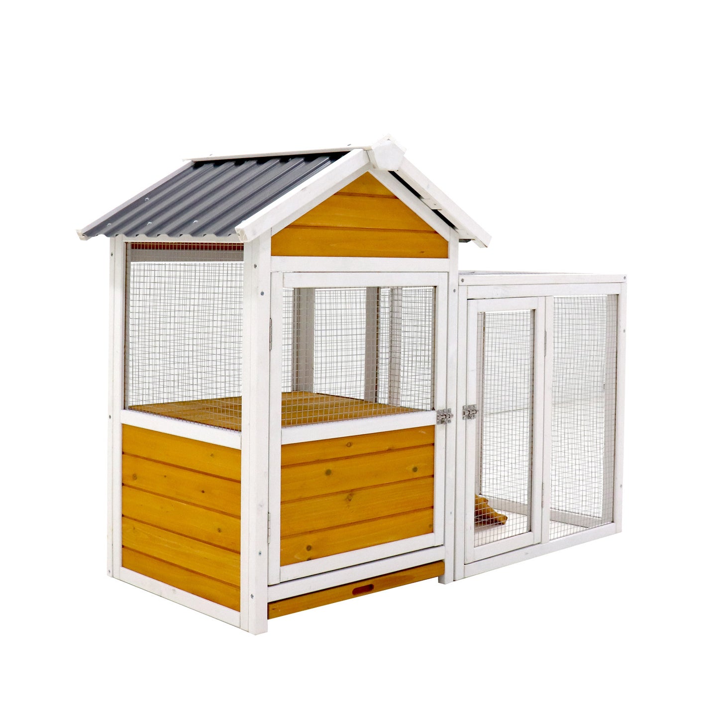 Large outdoor chicken coop Wooden chicken coop, duck coop with nest box, bird cage, rabbit cage - waterproof PVC board ( yellow brown  gradient 80°)