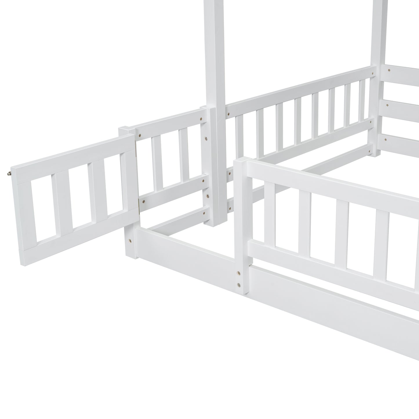 Twin Over Full Bunk Bed with Slide, Storage Staircase, Pine Solid Wooden Bunk Bed with Safety Guardrails,White