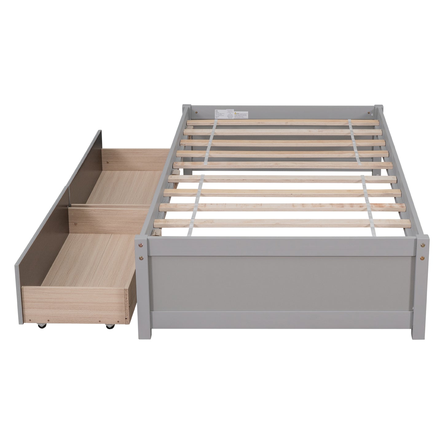 Twin Bed with 2 Drawers, Solid Wood, No Box Spring Needed ,Grey(Old SKU:W50422208)