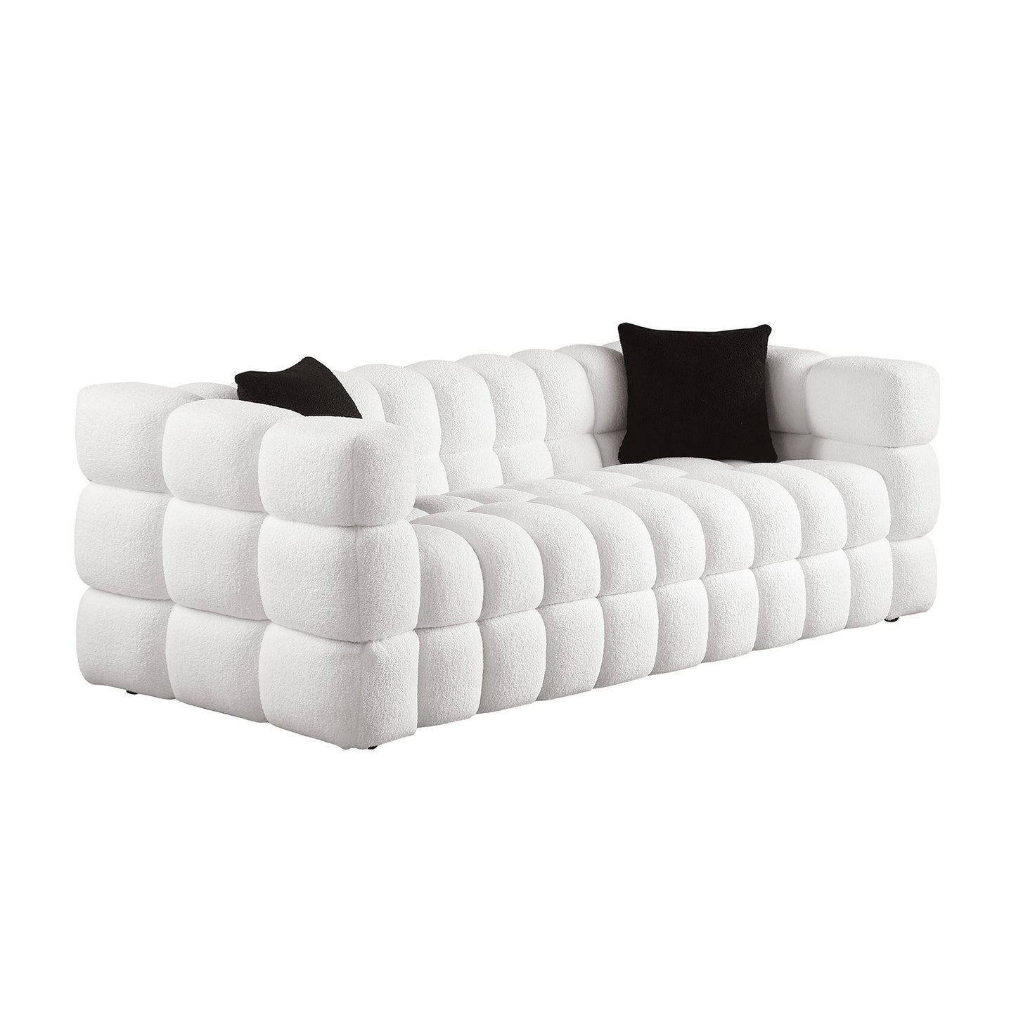 [SantaChoice] 84.3 length ,35.83" deepth ,human body structure for USA people,  marshmallow sofa,boucle sofa ,White color,3 seater