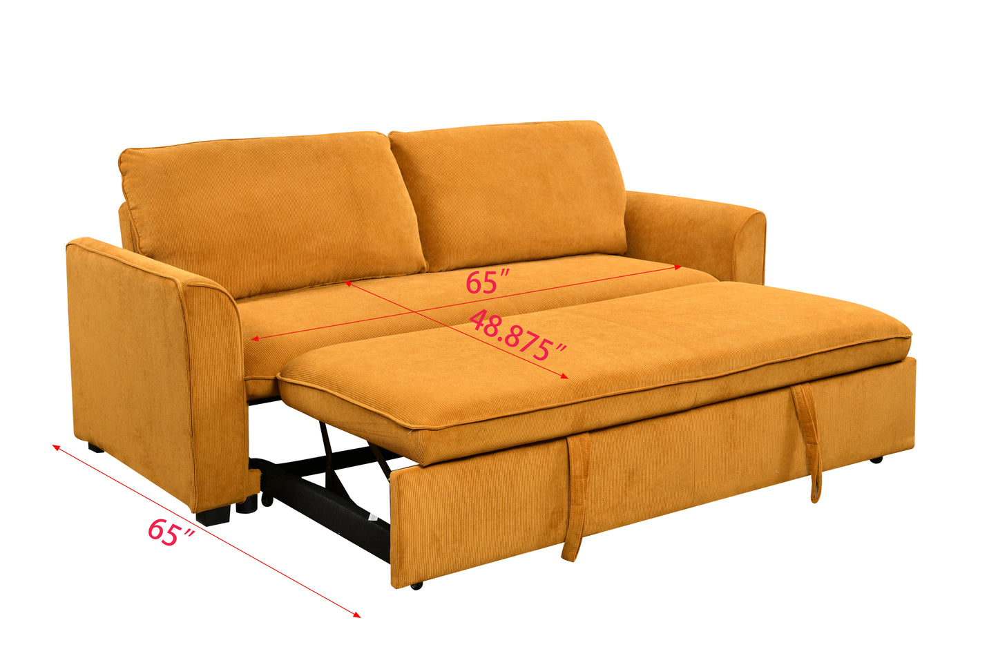 [SantaChoice] 78 Inch 3 in 1 Convertible Sleeper Sofa Bed, Modern Fabric Loveseat Futon Sofa Couch w/Pullout Bed, Small Love Seat Lounge Sofa w/Reclining Backrest, Furniture for Living Room, Yellow