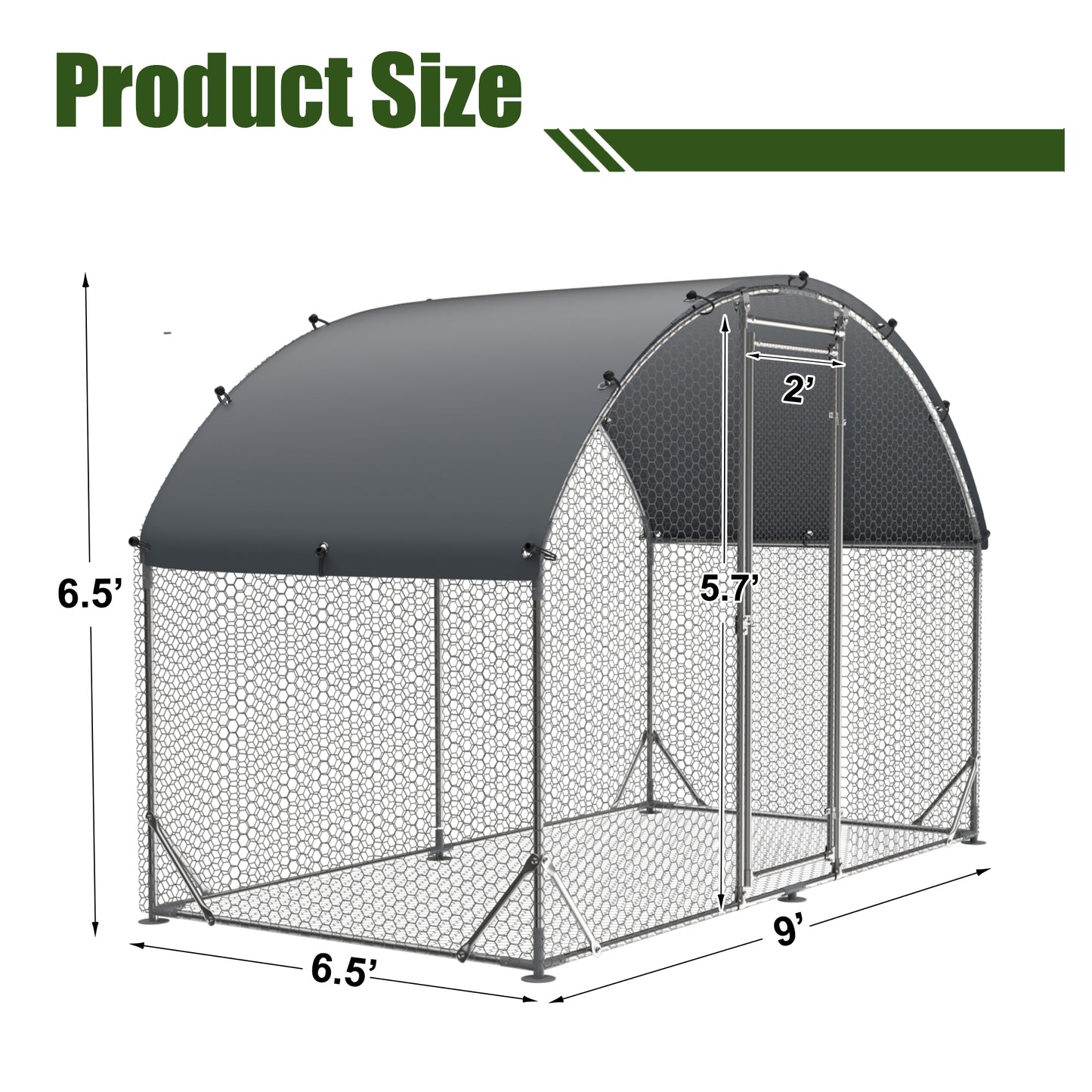 Large metal chicken coop upgrade three support steel wire impregnated plastic net cage, Oxford cloth silver plated waterproof UV protection, duck rabbit sheep bird outdoor house 9.2'W x 6.2'L x 6.5'H