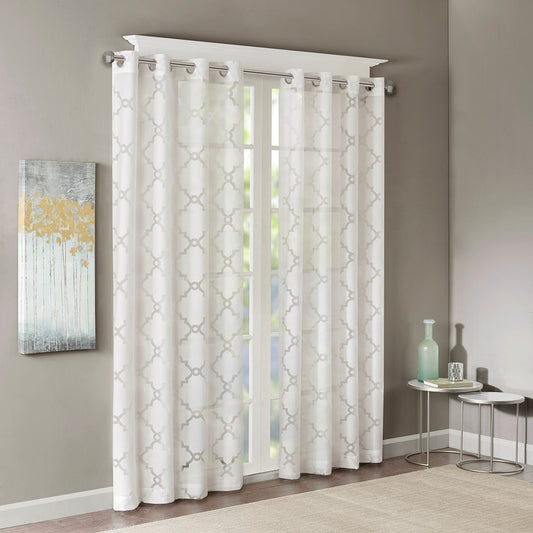 Fretwork Burnout Sheer Curtain Panel(Only 1 Pc Panel)