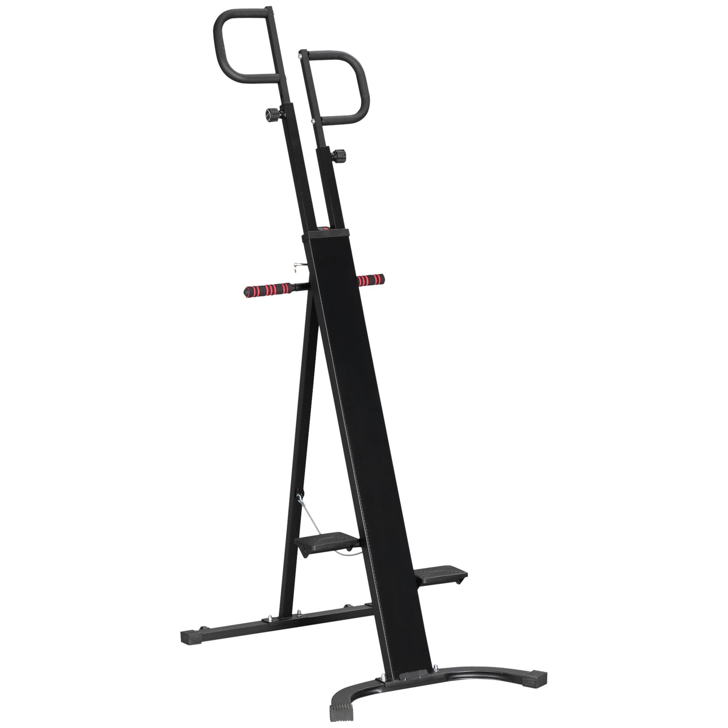 Soozier Folding Vertical Climber Exercise Machine, Height Adjustable Climbing Machine, Stair Stepper with LCD Monitor and Transport Wheels for Full Body Workout