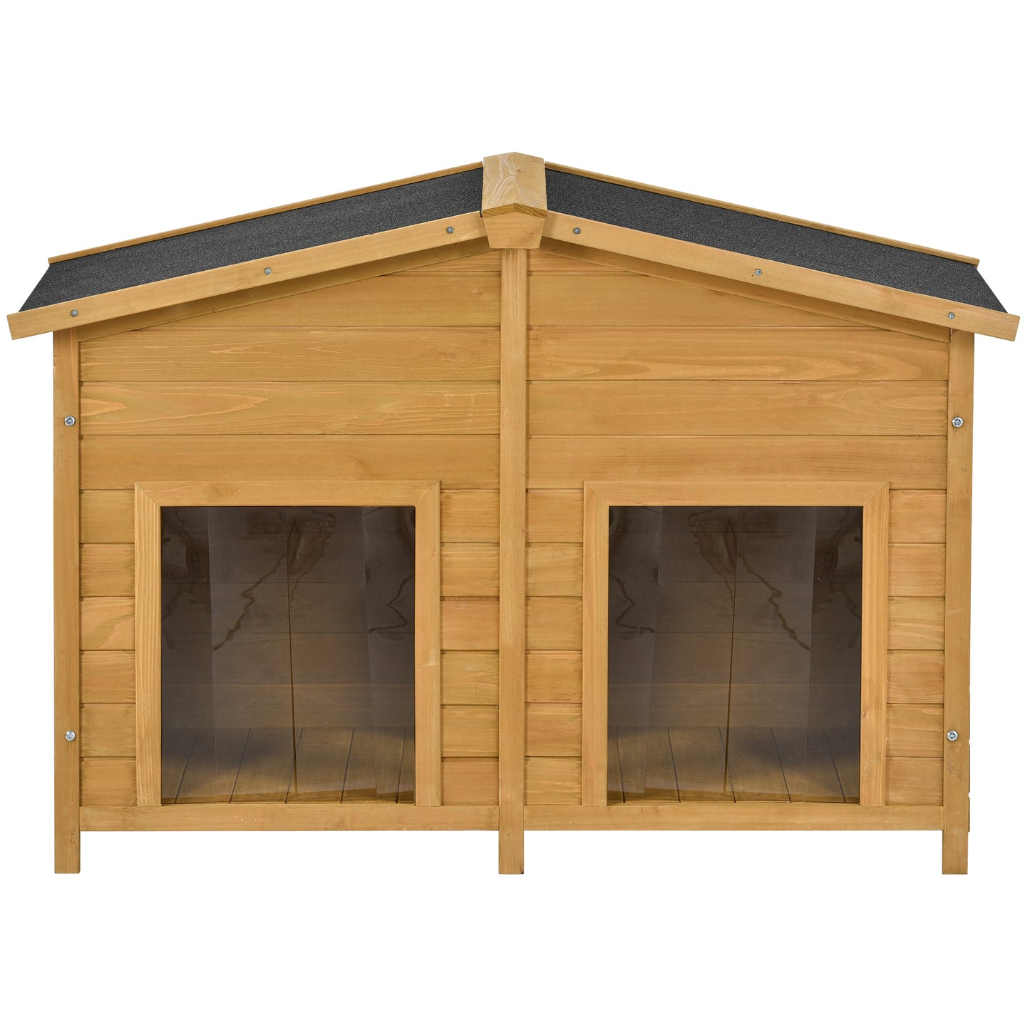 GO 47.2" Large Wooden Dog House Outdoor,  Outdoor & Indoor Dog Crate, Cabin Style, With Porch, 2 Doors