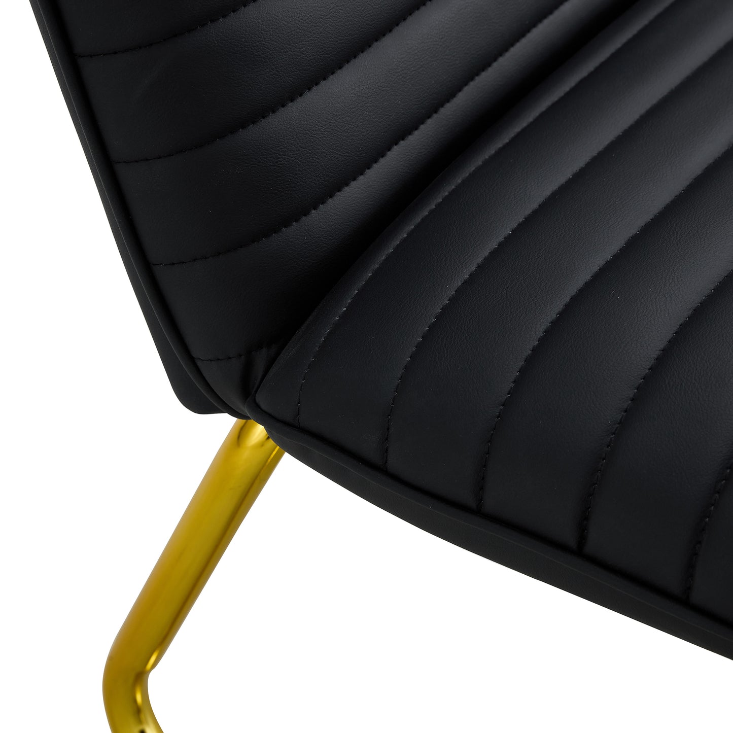 [SantaChoice] Black minimalist armless sofa chair with PU backrest and golden metal legs, suitable for offices, restaurants, kitchens, and bedrooms