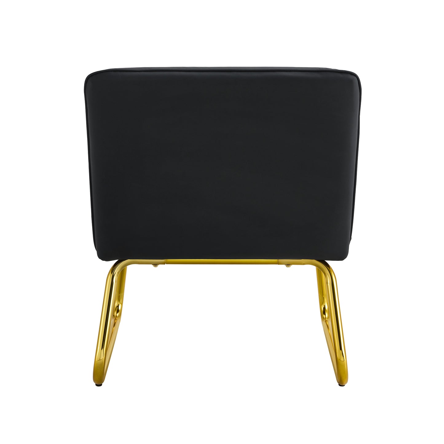 [SantaChoice] Black minimalist armless sofa chair with PU backrest and golden metal legs, suitable for offices, restaurants, kitchens, and bedrooms