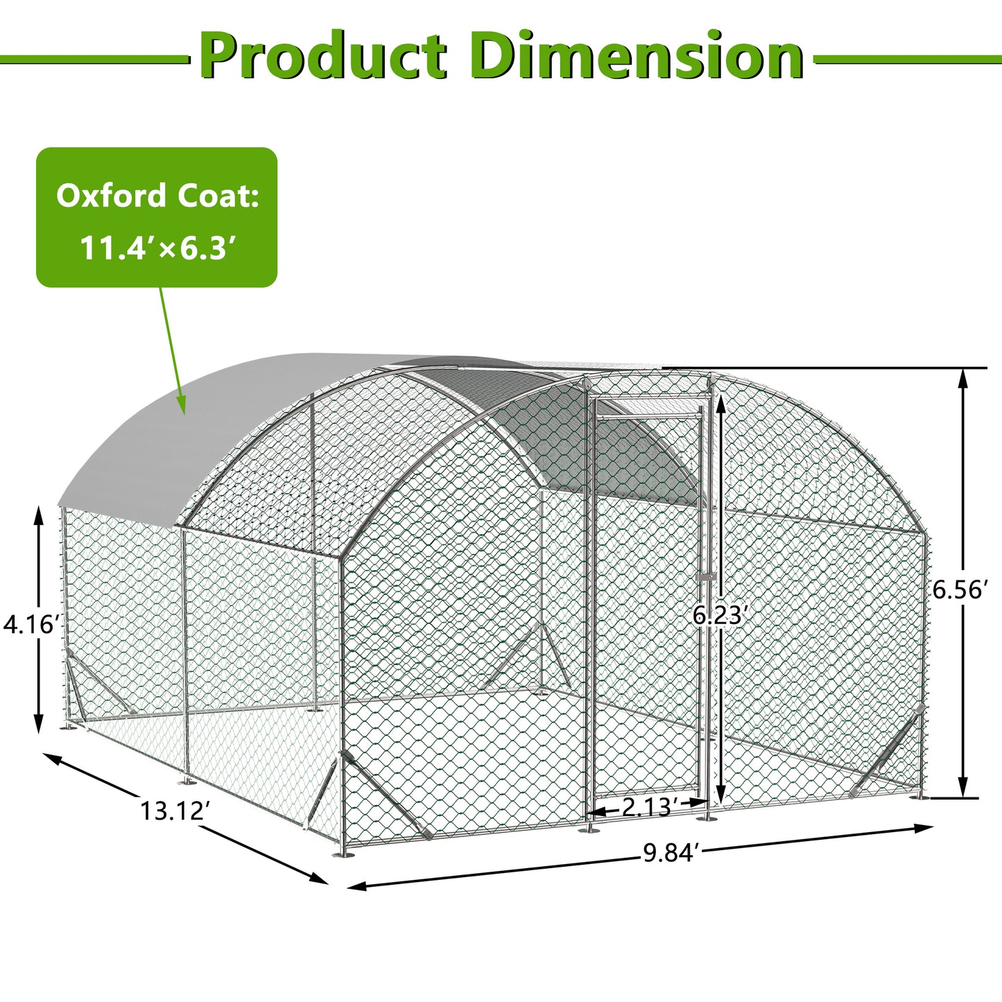 Large Chicken Coop Metal Chicken Run with Waterproof and Anti-UV Cover, Dome Shaped Walk-in Fence Cage Hen House for Outdoor and Yard Farm Use, 1" Tube Diameter, 9.84' x 13.12' x 6.56'