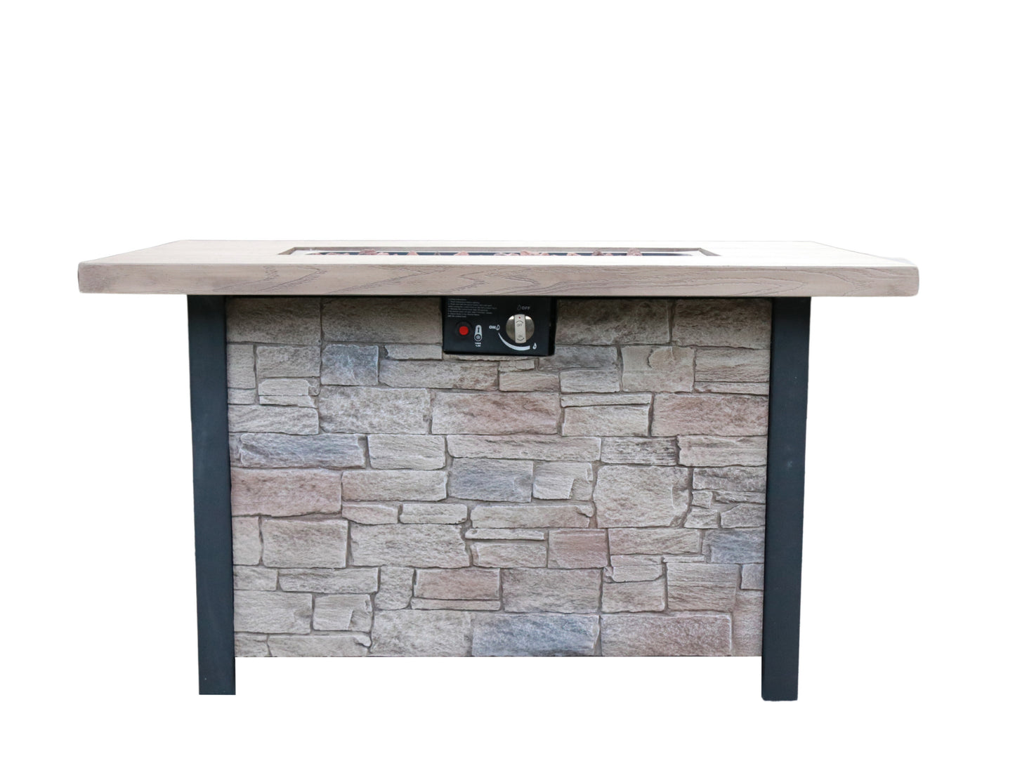 44" W x 25" H Outdoor Patio Propane Gas Fire Pit Table - 50,000 BTU High-temperature-resistant carving process for environmentally friendly materials with the effect of cultured stone