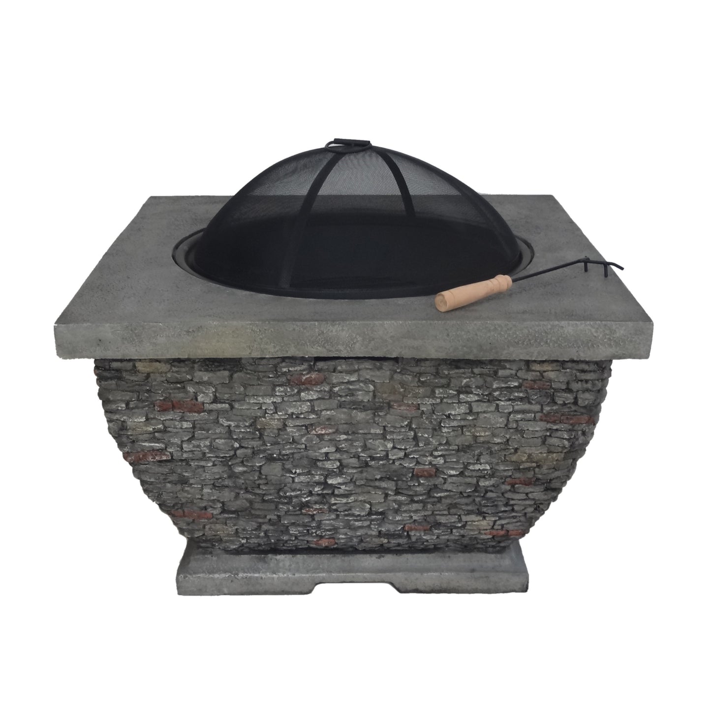 32"  MgO Light-Weight Concrete Wood Burning Square Fire Pit, Grey