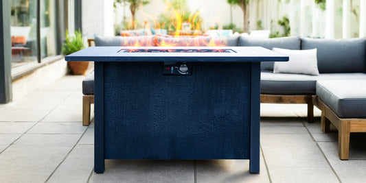 44" W x 25" H Outdoor Patio Propane Gas Fire Pit Table - 50,000 BTU High-temperature-resistant carving process for environmentally friendly materials with the effect of charcoal grain