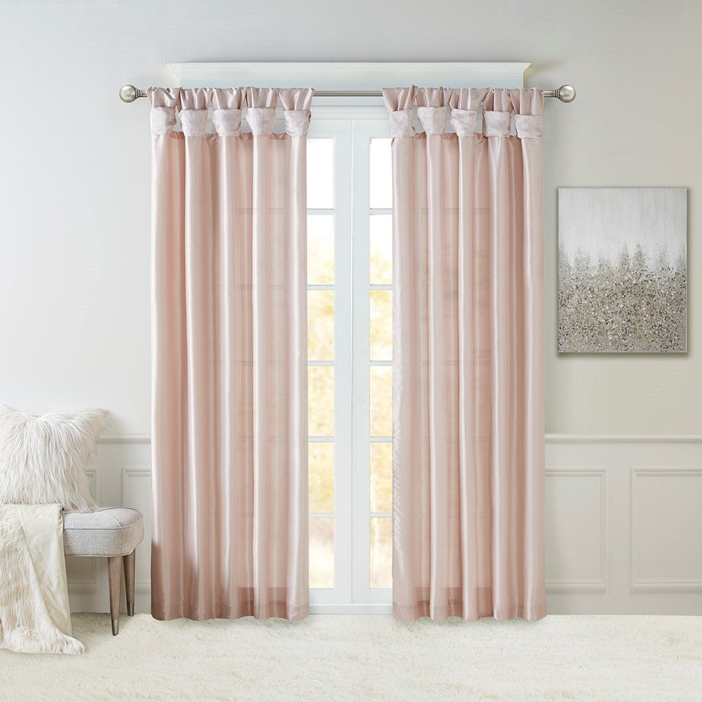 Twist Tab Lined Window Curtain Panel Blush 50x84'