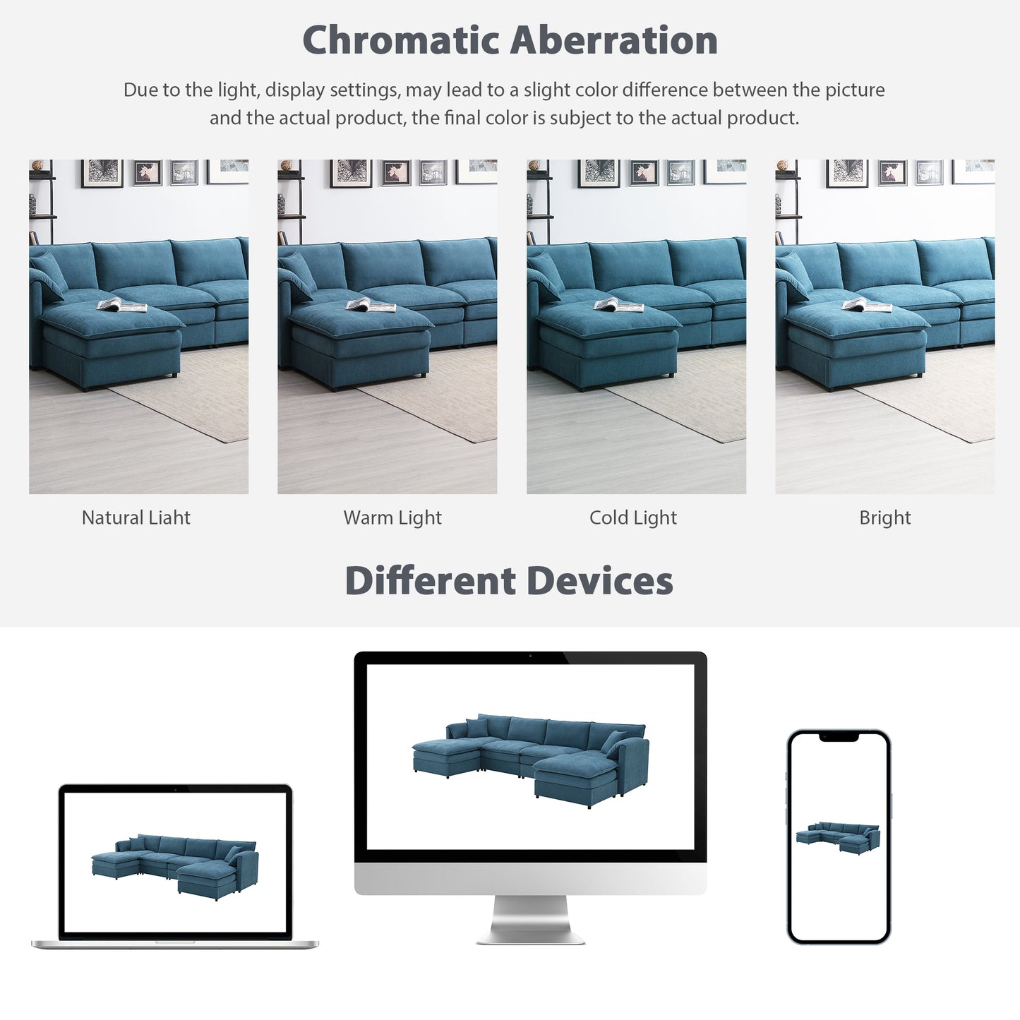 [SantaChoice] 134x66" Chenille Modular Sectional Sofa,U Shaped Cloud Couch Set with Double Cushions ,6 Seat Sleeper Sofa Bed with Ottomans,Oversized Indoor Furniture for Living Room, 3 Colors