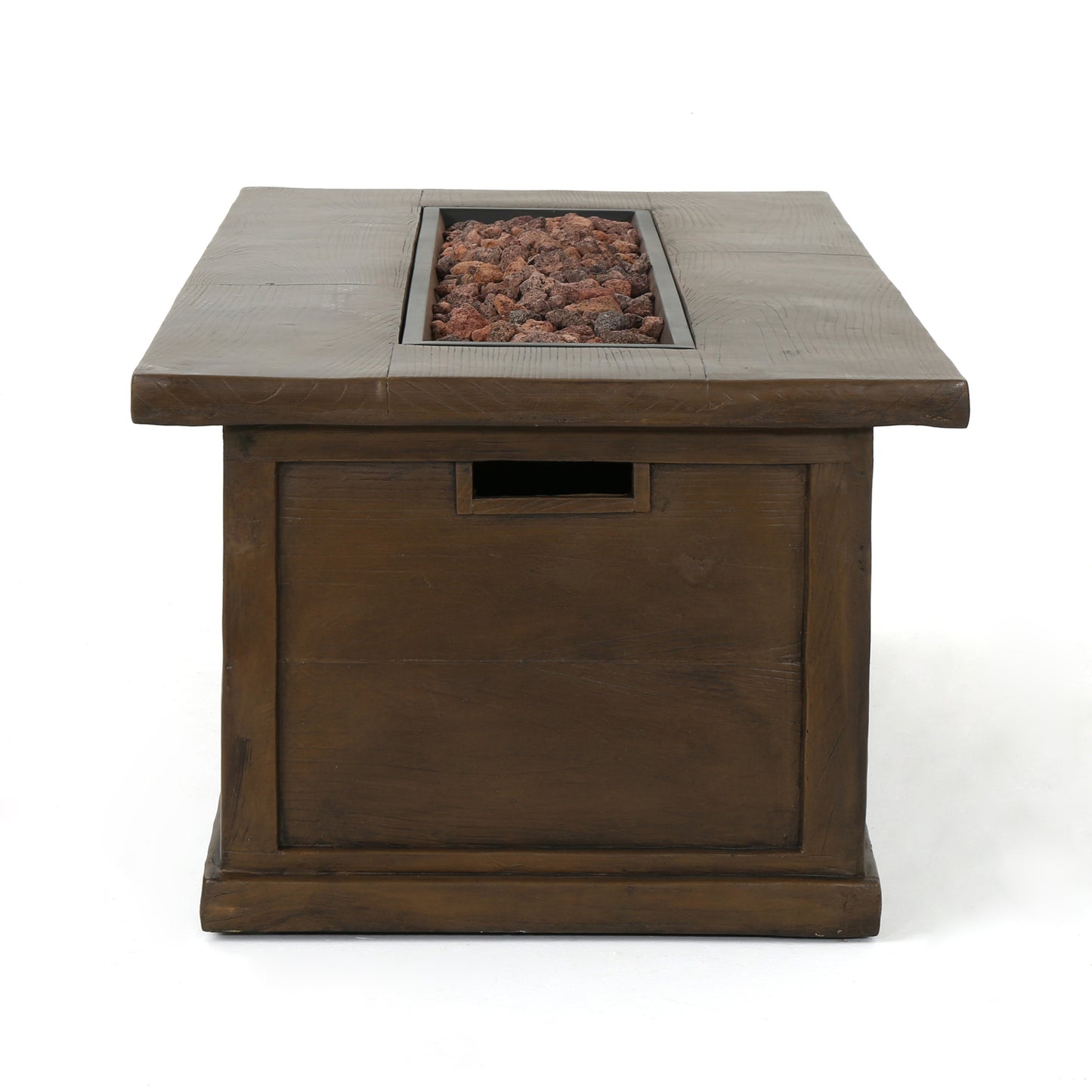 56'' Rectangular Outdoor MGO 50,000 BTU Propane Fire Pit, Brown Wood Pattern (Tank Cover not Included)