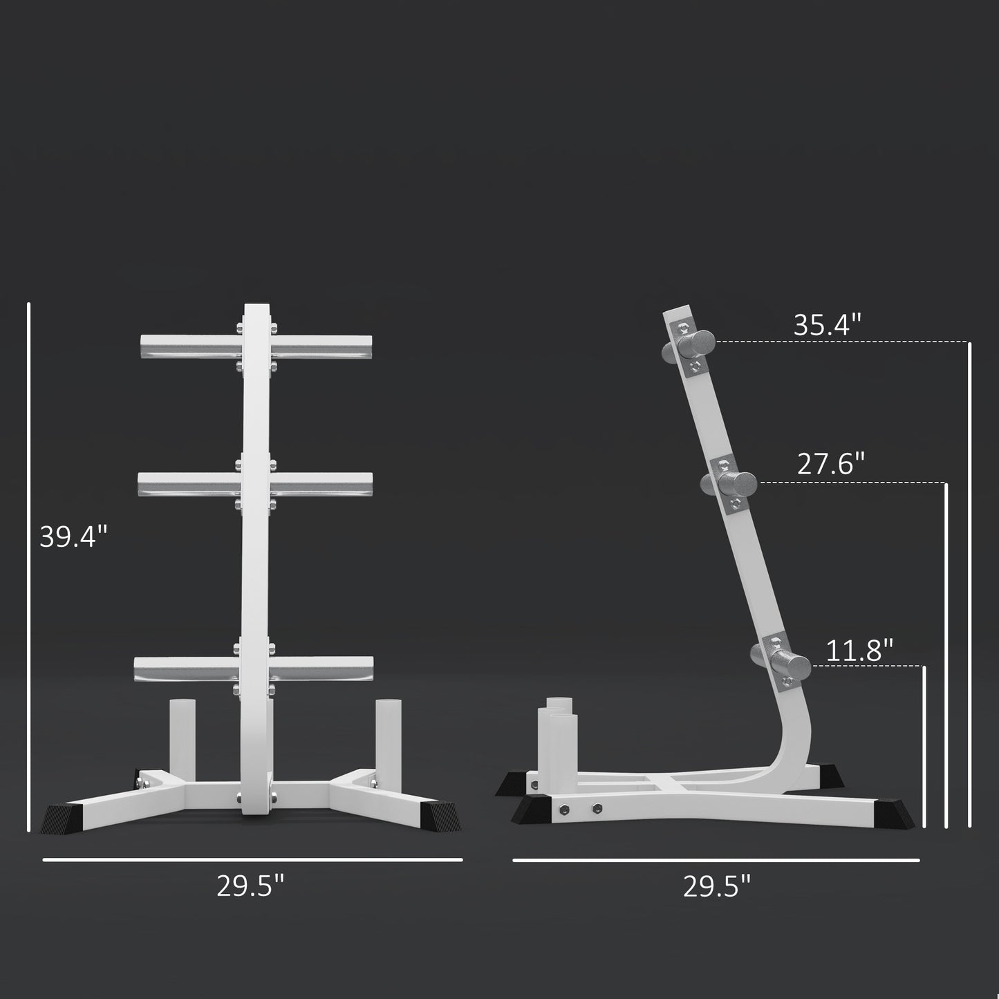 Soozier 2-inch Weight Rack for Plates and 3 Bars, Olympic Weight Tree Bumper Plate Storage Holder, 660 lbs. Capacity, White