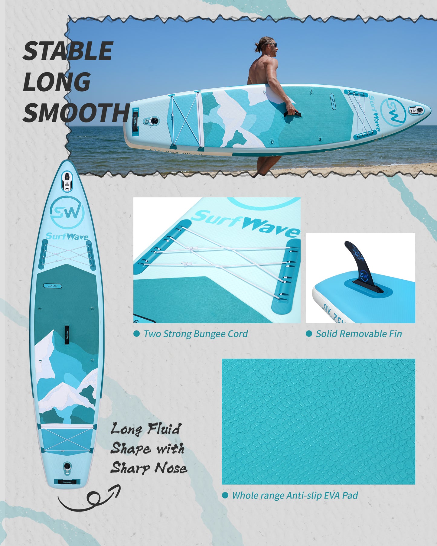 Inflatable Stand Up Paddle Board 11'x34"x6" With Accessories