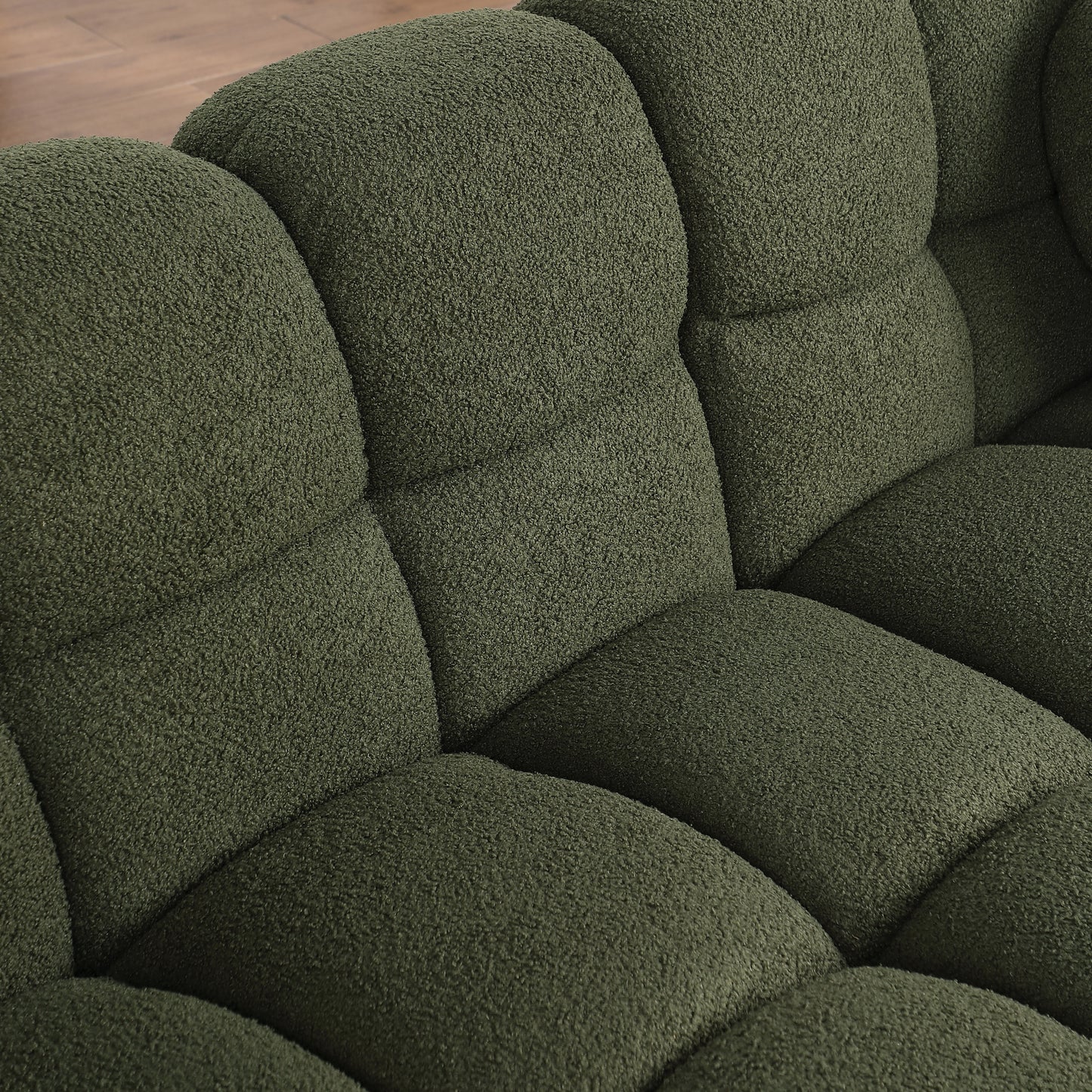 64.96 length ,35.83" deepth ,human body structure for USA people,  marshmallow sofa,boucle sofa ,2  seater, olive green  BOUCLE