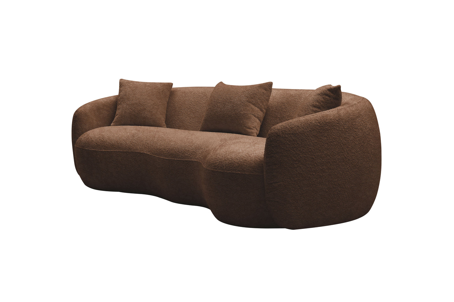 [SantaChoice] 93.6 inch Mid Century Modern Curved Living Room Sofa,  Boucle Fabric Couch for Bedroom, Office, Apartment, Brown