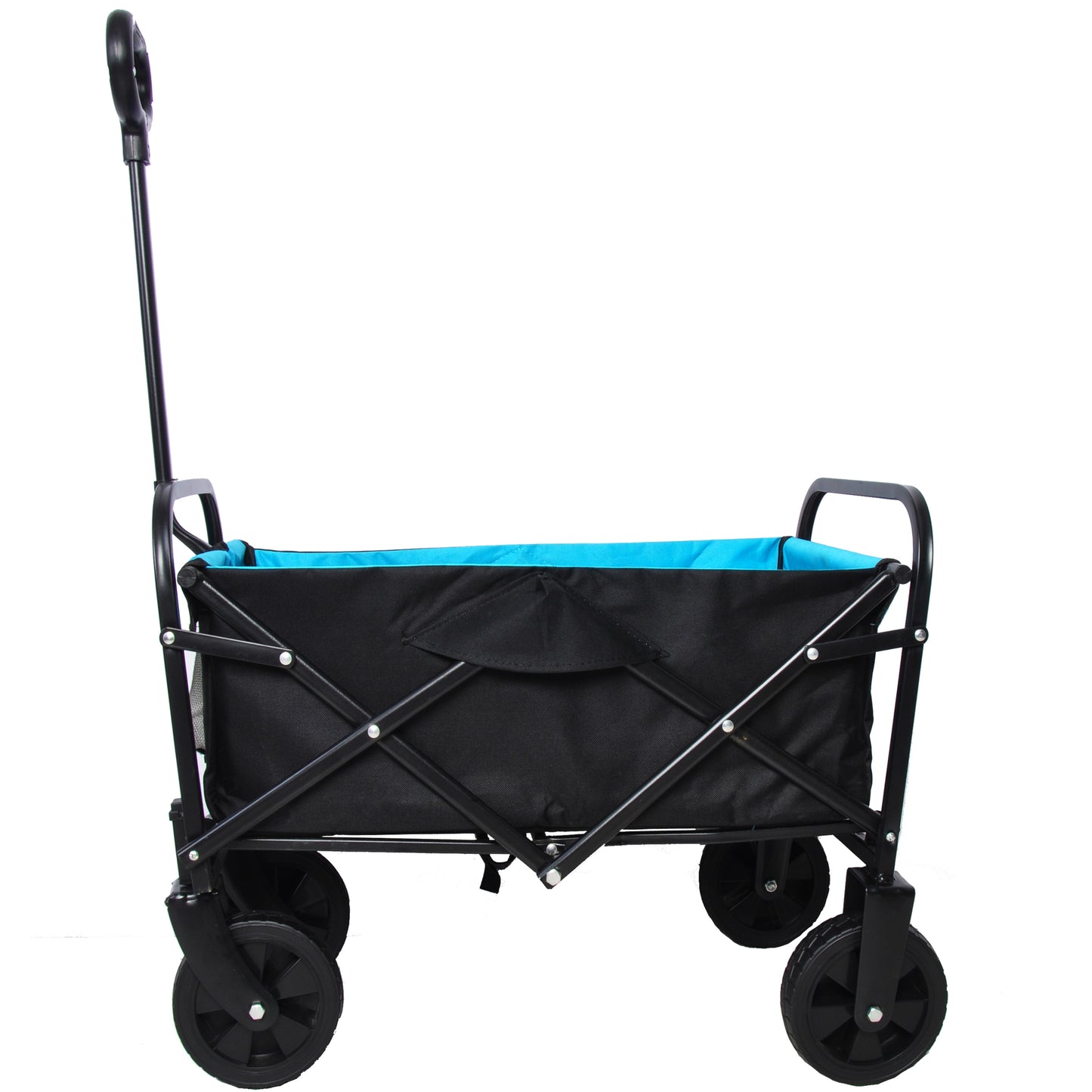 Mini Folding Wagon Garden Shopping Beach Cart (black+blue)