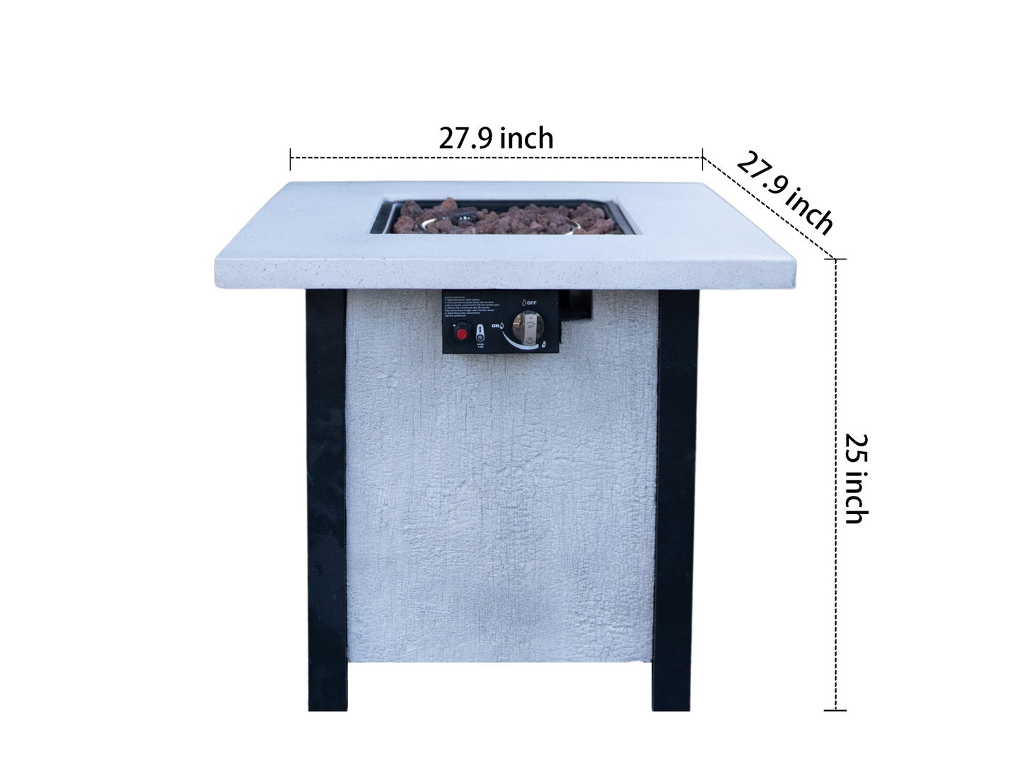 25" H Outdoor Patio Propane Gas Fire Pit Table - 50,000 BTU High-temperature-resistant carving process for environmentally friendly materials with the effect of charcoal grain