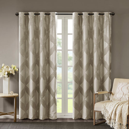 Ogee Knitted Jacquard Total Blackout Curtain Panel(Only 1 Pc Panel)